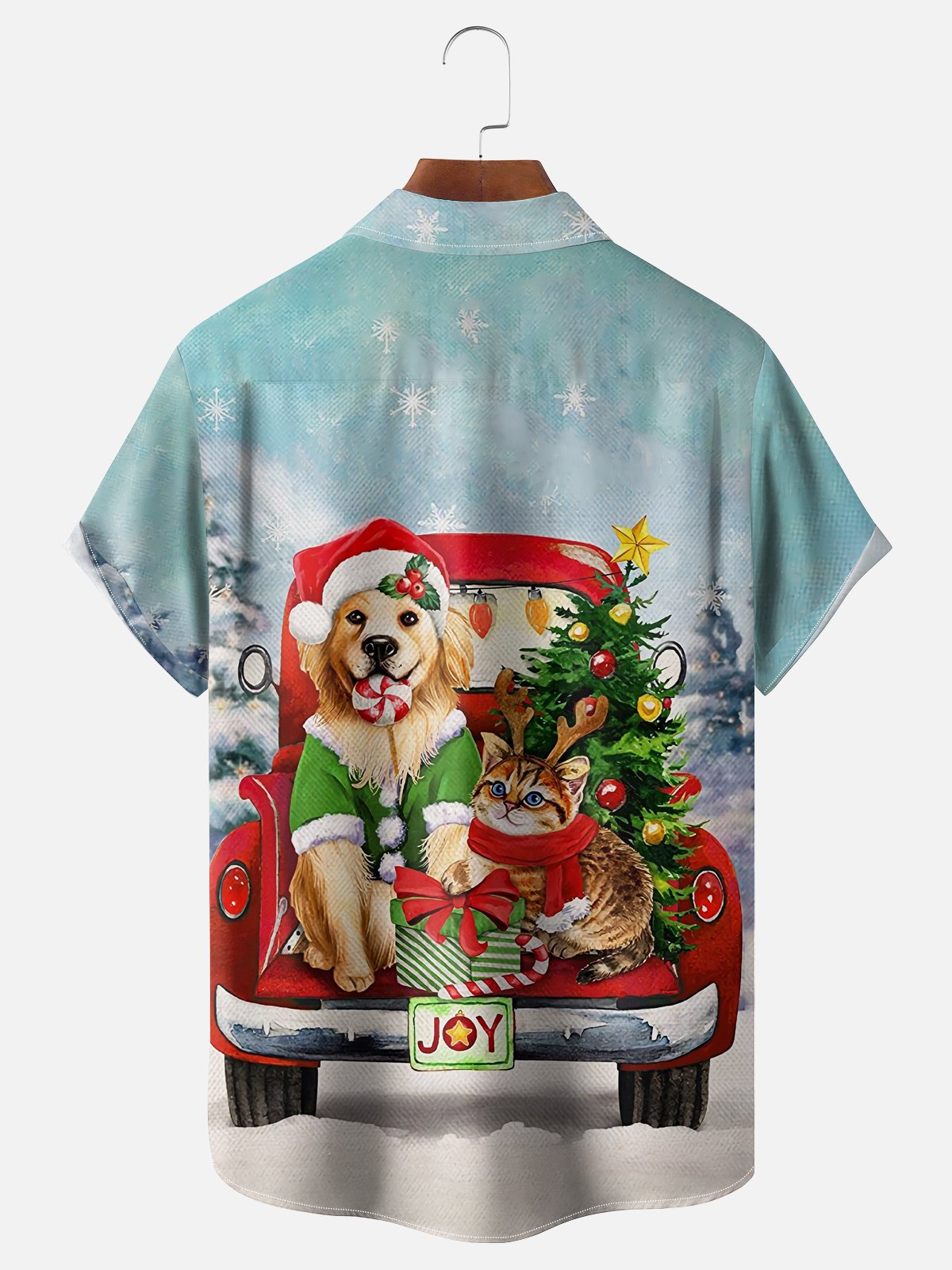 Moisture-wicking Christmas Dog Chest Pocket Holiday Shirt