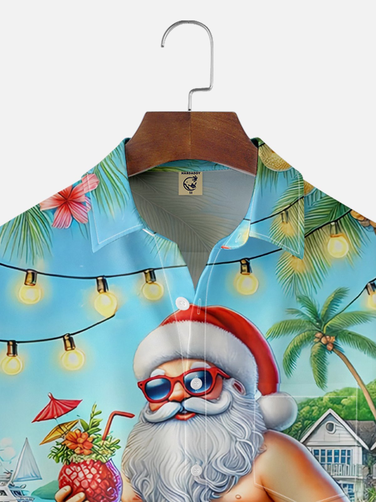 Moisture Wicking Christmas Santa Claus Chest Pocket Casual Shirt