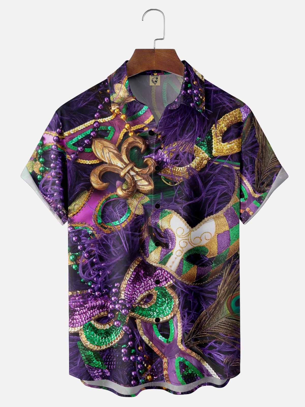 Moisture-wicking Mardi Gras Mask Chest Pocket Casual Shirt