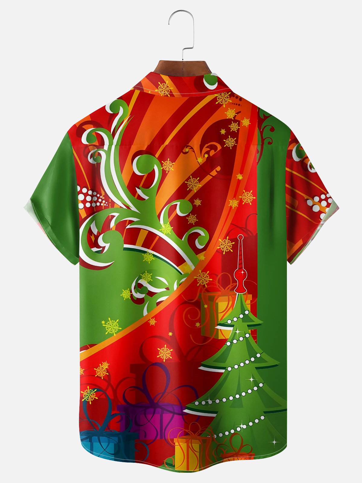 Moisture-wicking Christmas Tree Decoration Chest Pocket Casual Shirt