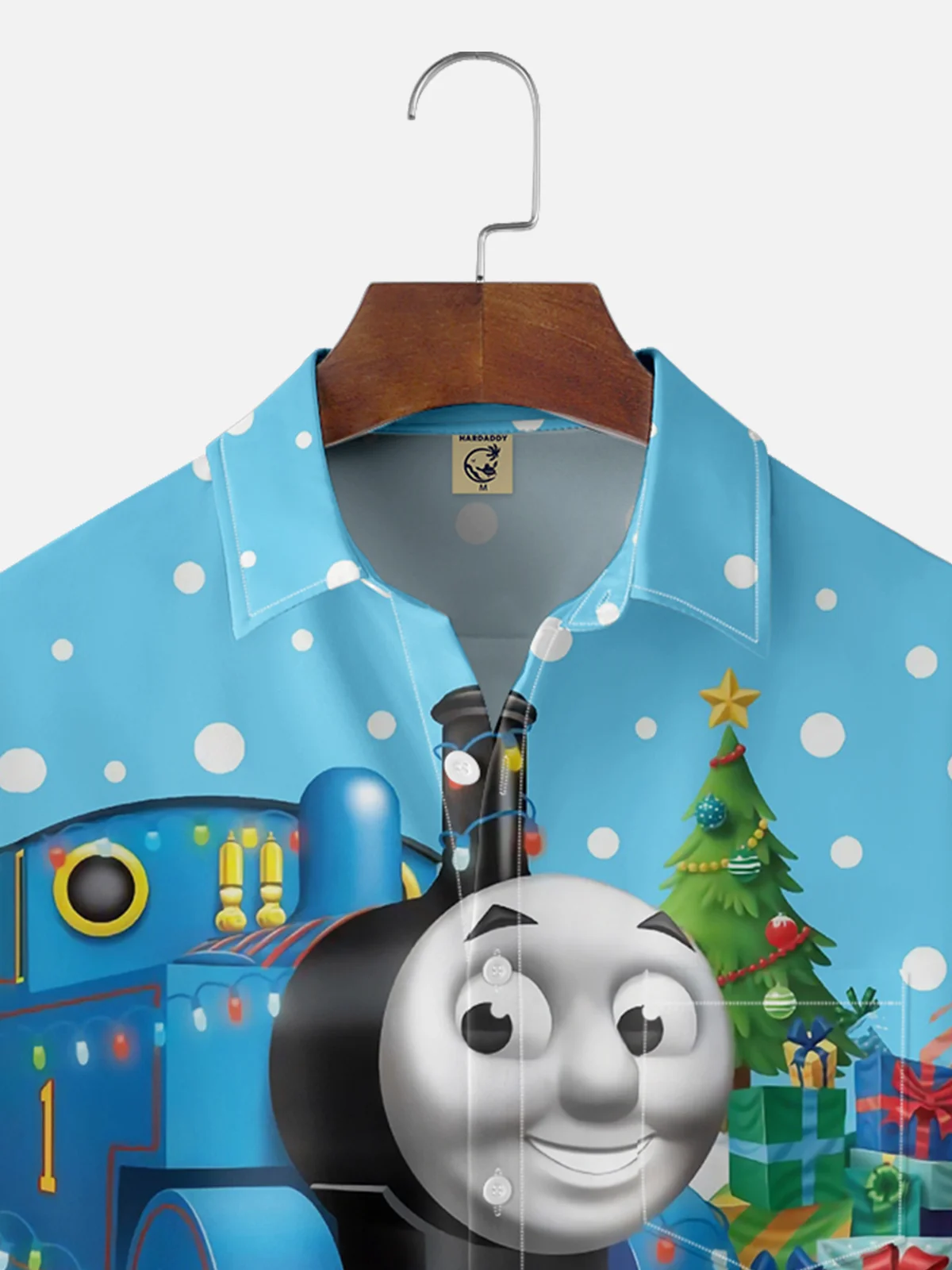 Moisture-wicking Christmas Train Snowman Chest Pocket Casual Shirt