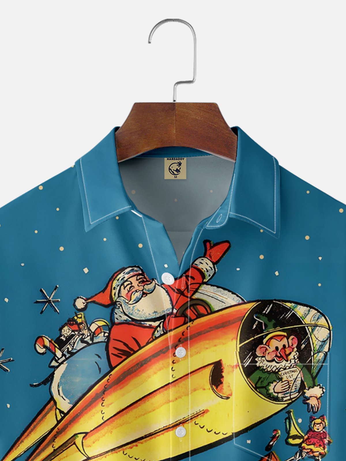 Moisture-wicking Christmas Santa Claus Chest Pocket Casual Shirt