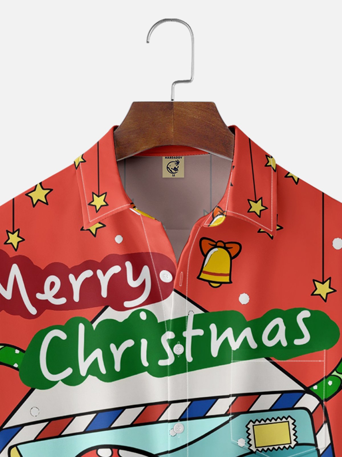 Moisture-wicking Christmas Santa Claus Chest Pocket Casual Shirt