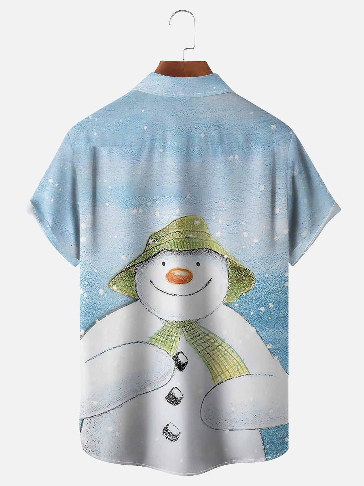 Moisture-wicking Christmas Snowman Chest Pocket Casual Shirt