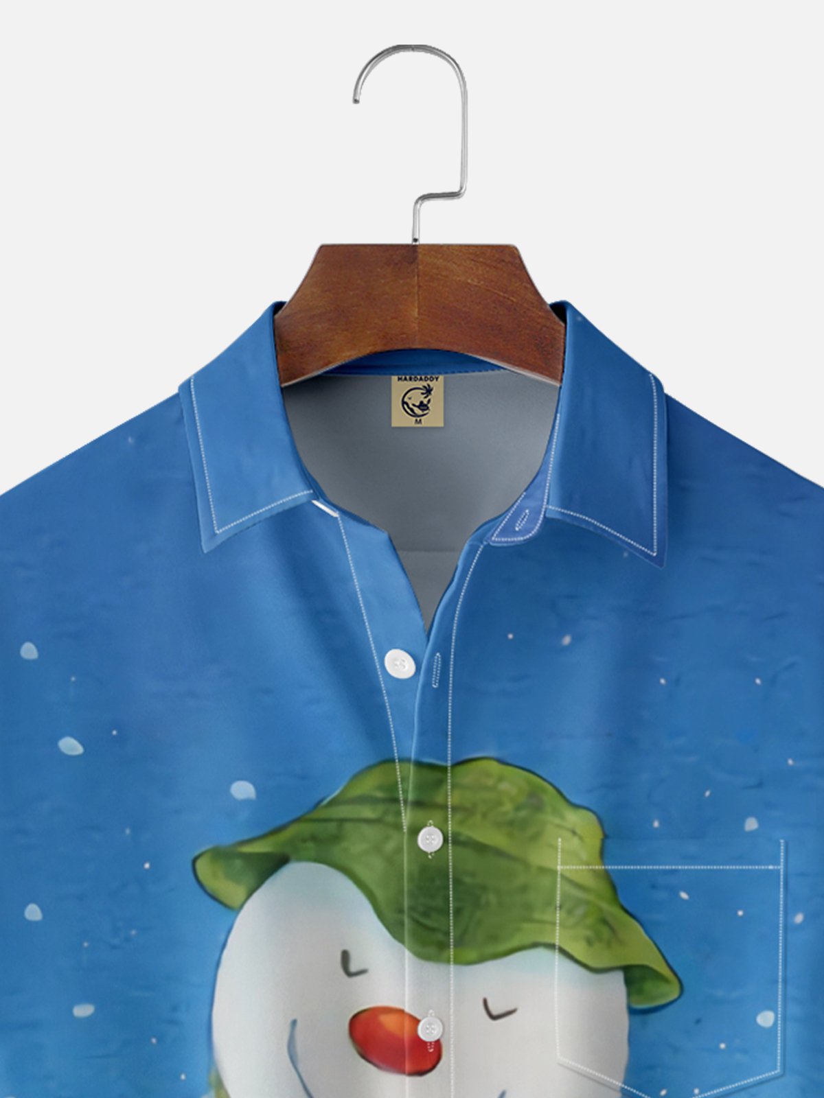 Moisture-wicking Christmas Snowman Snowdog Chest Pocket Casual Shirt