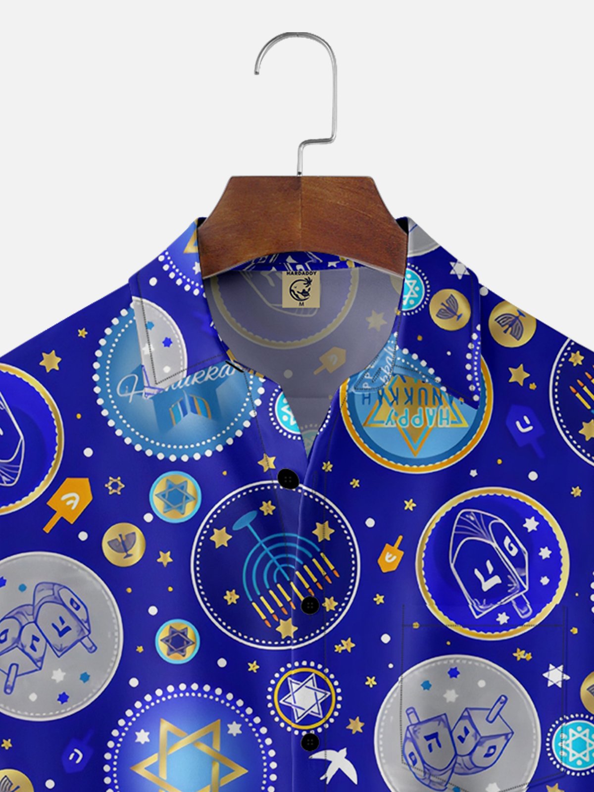 Moisture-wicking Hanukkah Hexagon Menorah Chest Pocket Casual Shirt