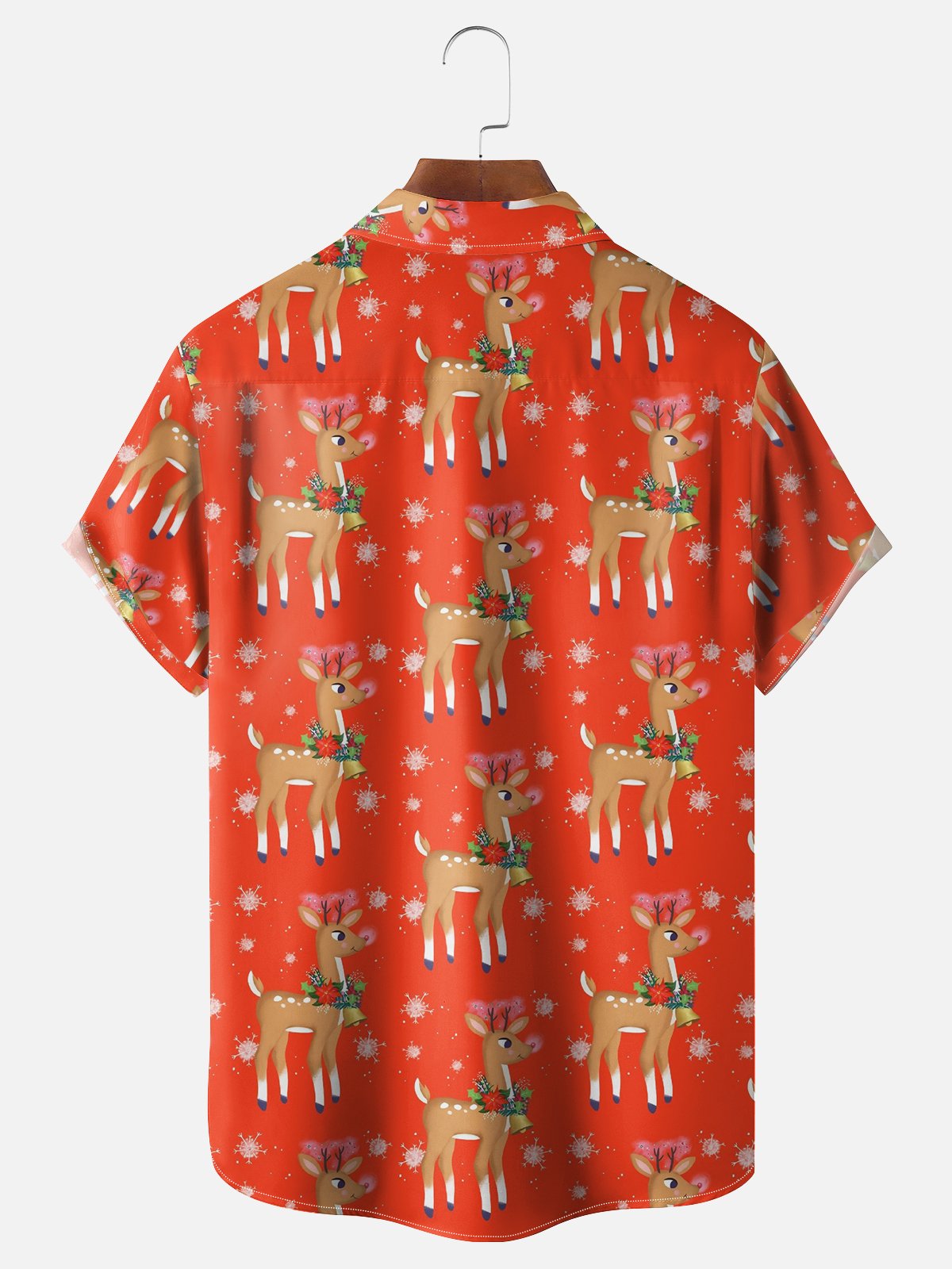 Moisture-wicking Christmas Red-Nosed Reindeer Chest Pocket Casual Shirt