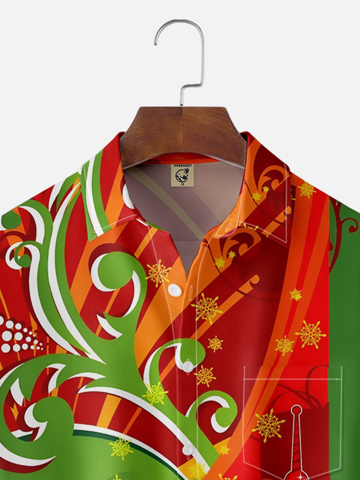 Moisture-wicking Christmas Tree Decoration Chest Pocket Casual Shirt