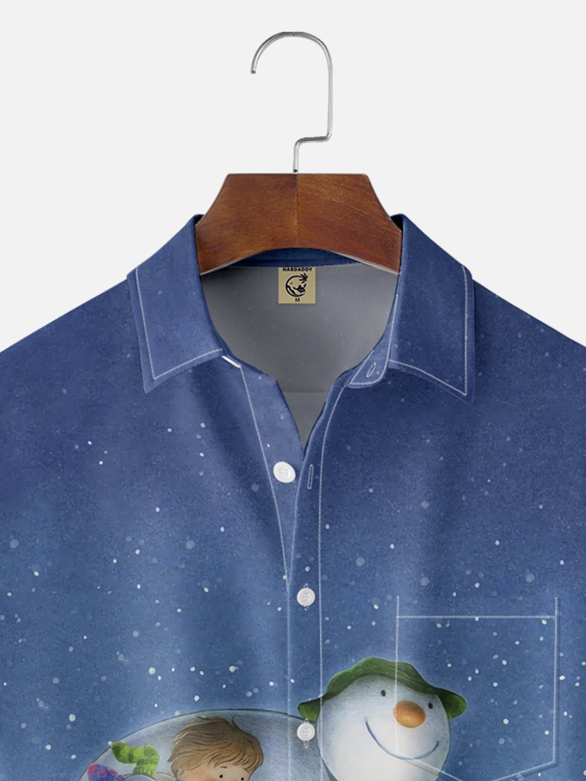 Moisture-wicking Christmas Snowman Snowdog Chest Pocket Casual Shirt