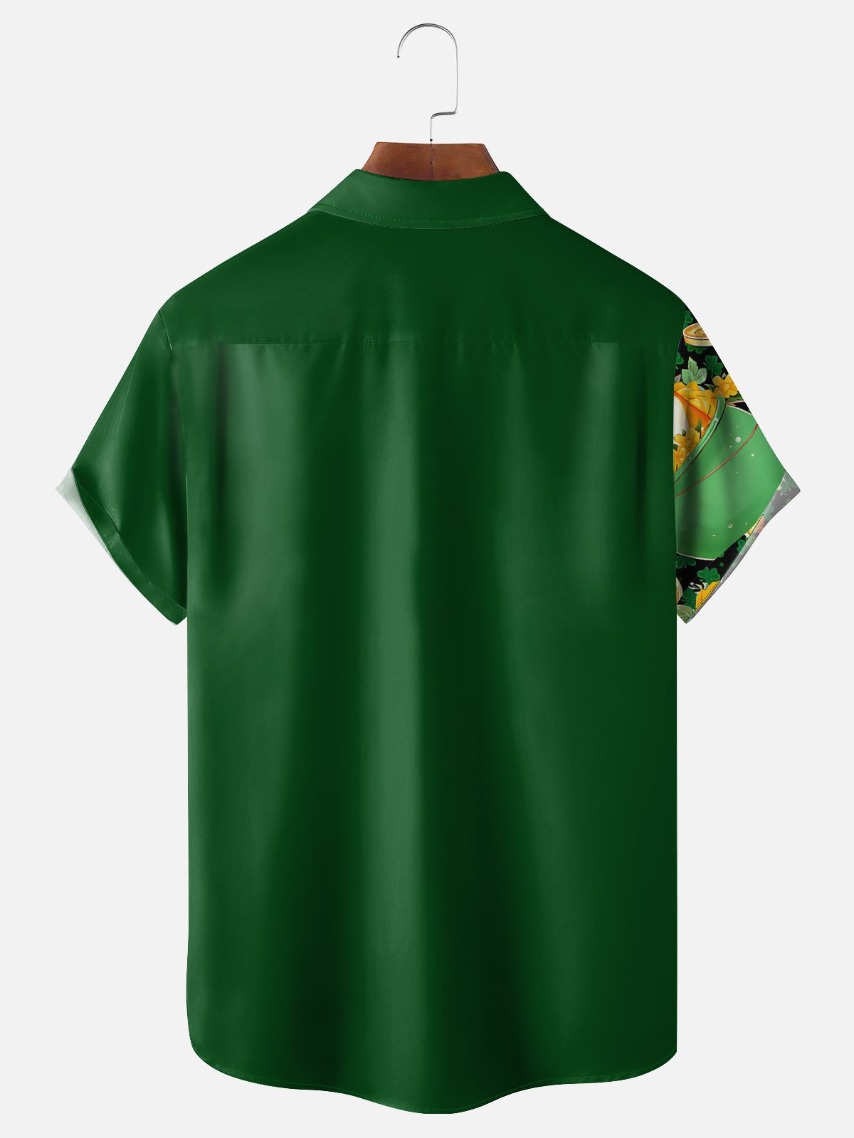 Moisture-wicking St. Patrick's Day Shamrock Cat Chest Pocket Casual Shirt