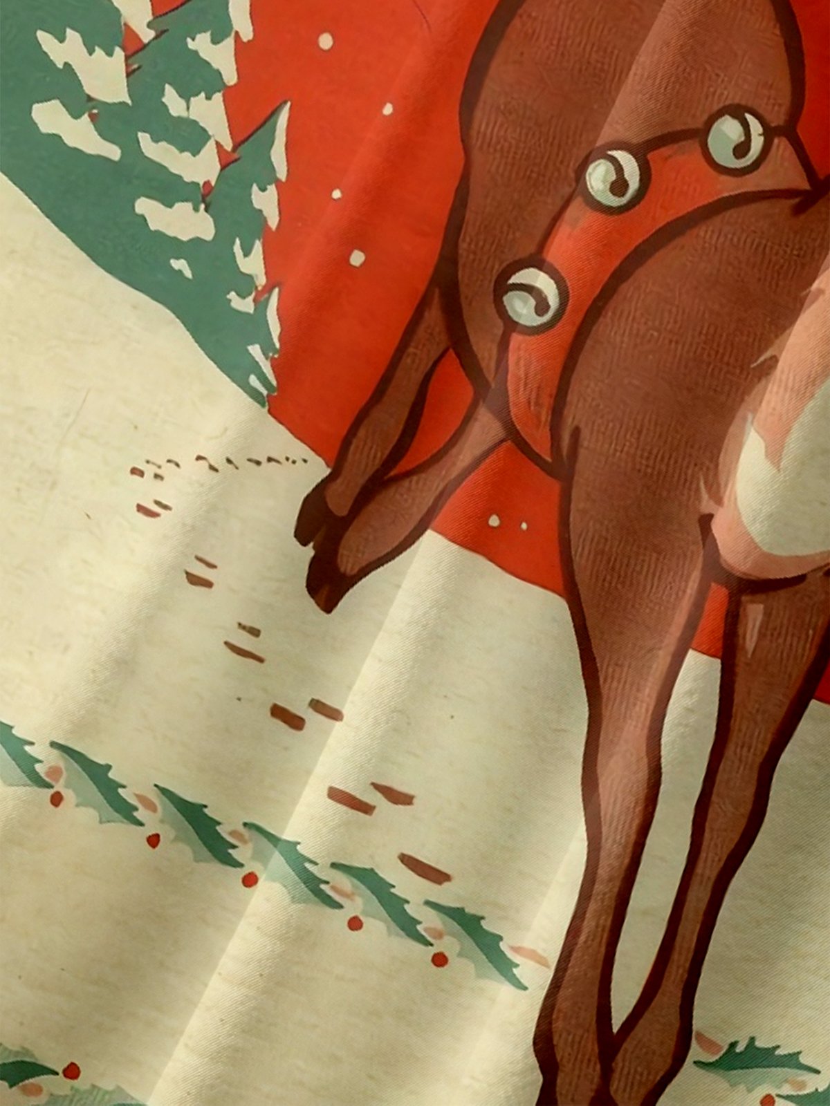 Moisture-wicking Christmas Red-Nosed Reindeer Chest Pocket Casual Shirt