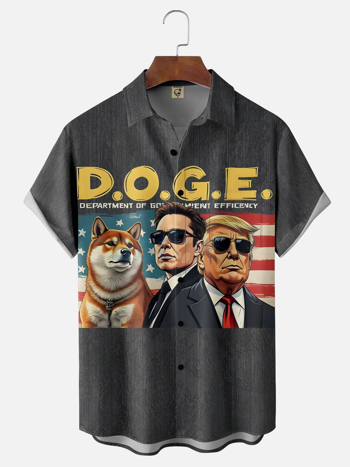 Moisture-wicking Trump Musk D.O.G.E Department Chest Pocket Hawaiian Shirt