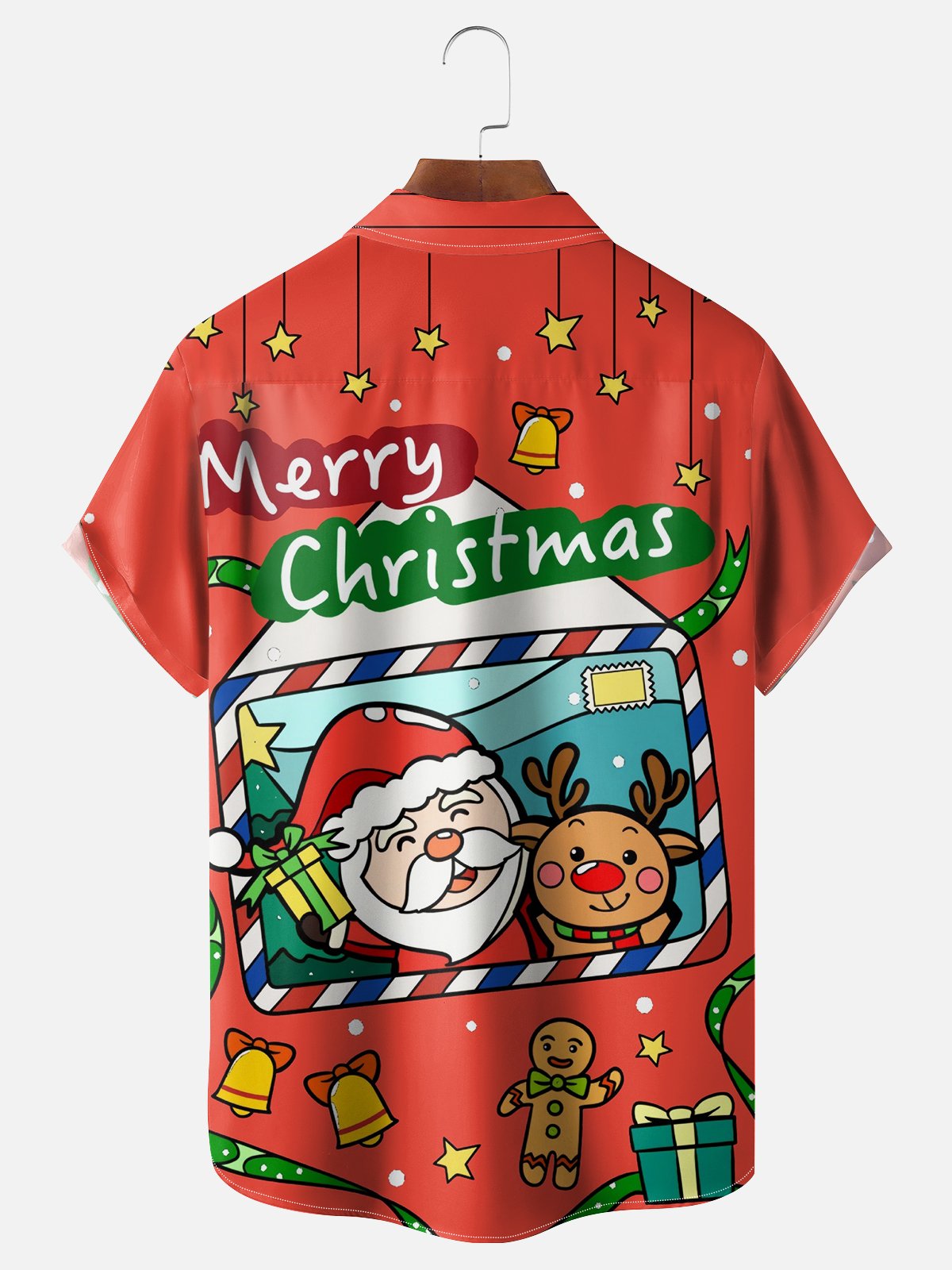 Moisture-wicking Christmas Santa Claus Chest Pocket Casual Shirt