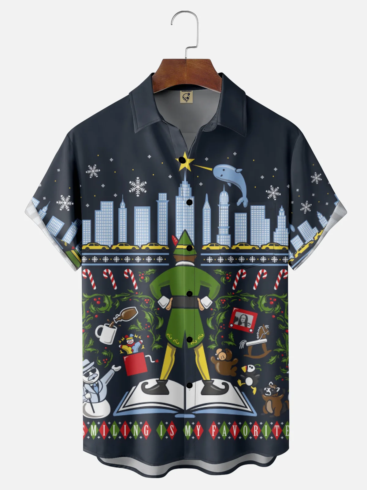 Moisture-wicking Christmas Elf Chest Pocket Casual Shirt