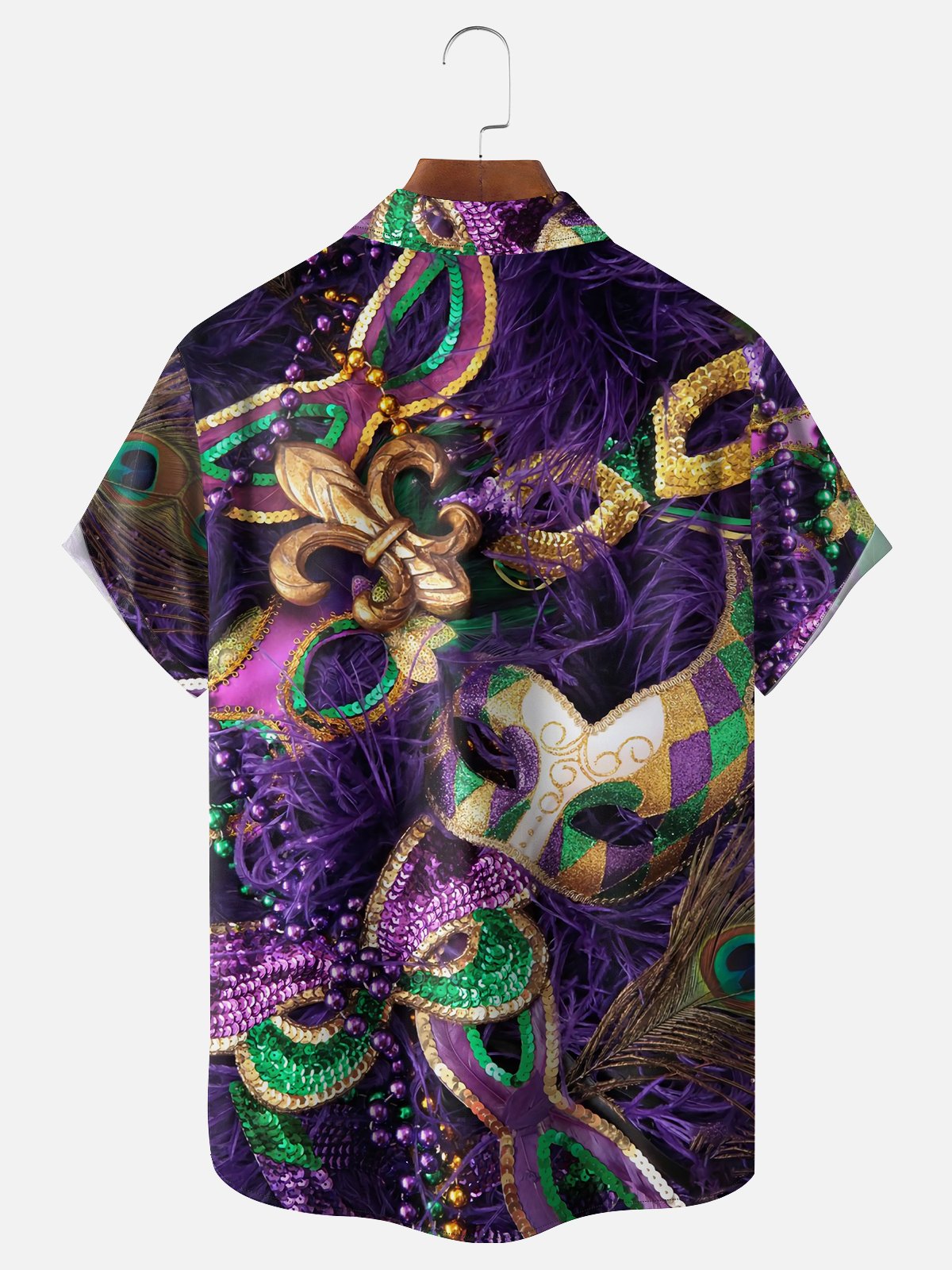 Moisture-wicking Mardi Gras Mask Chest Pocket Casual Shirt