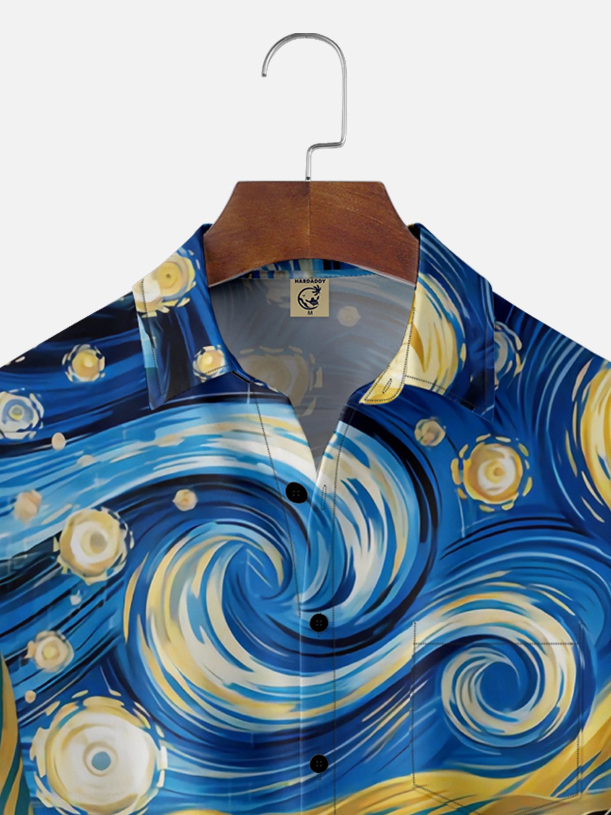 Moisture-wicking Christmas Starry Night Cats Chest Pocket Casual Shirt