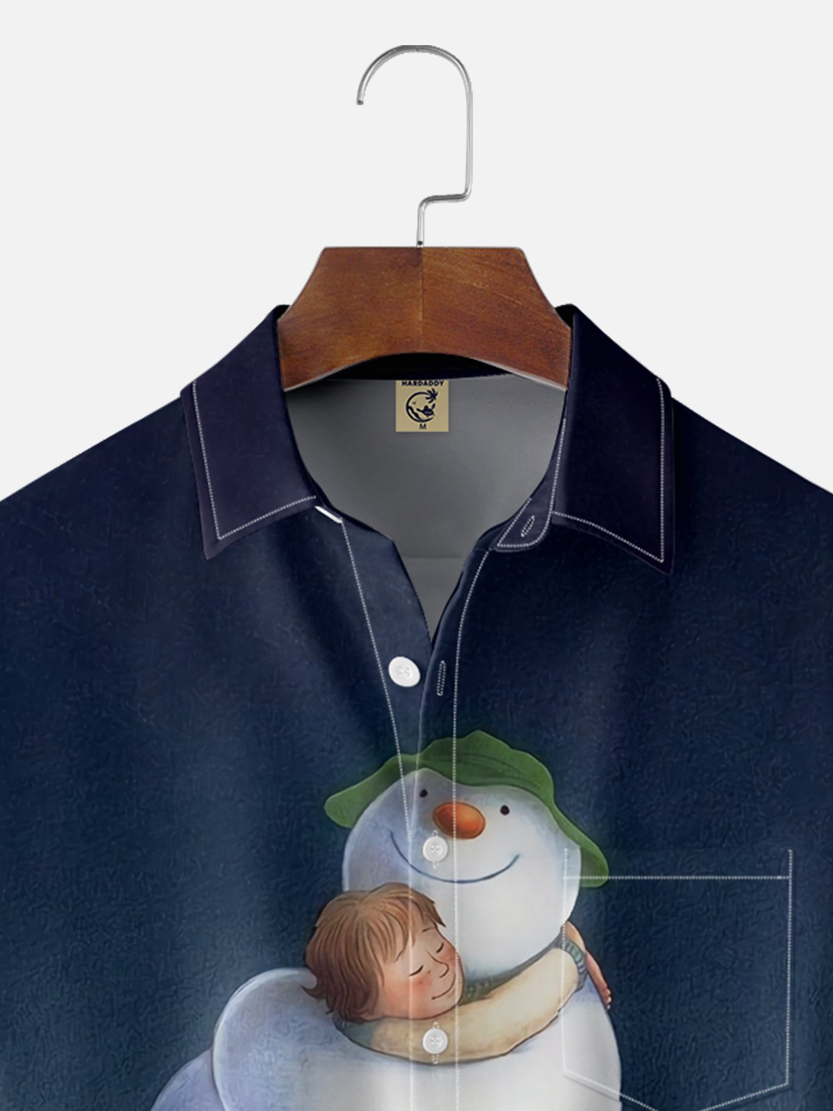 Moisture-wicking Christmas Snowman Snowdog Chest Pocket Casual Shirt