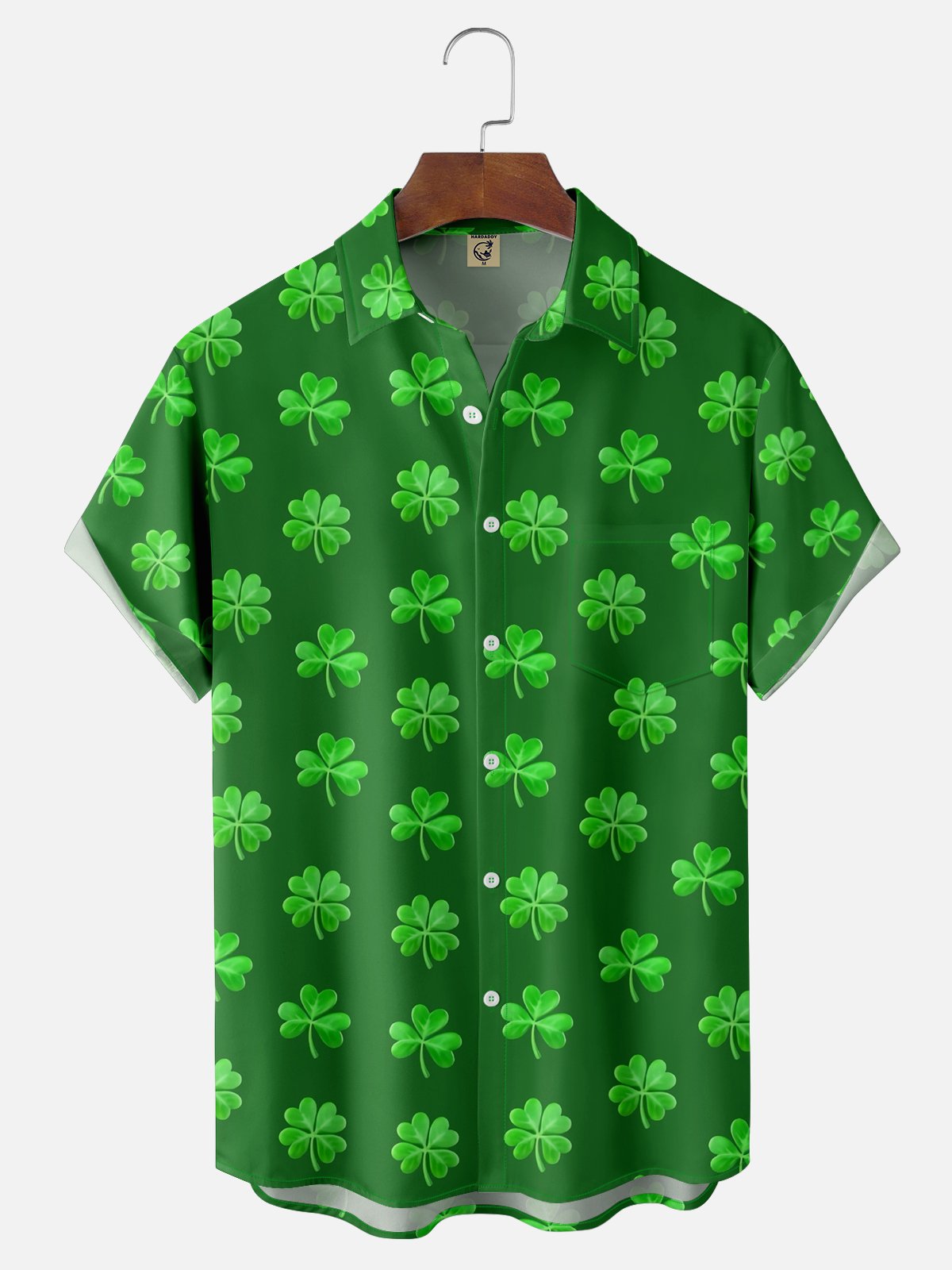 Moisture-wicking Saint Patrick‘s Day Shamrock Chest Pocket Casual Shirt