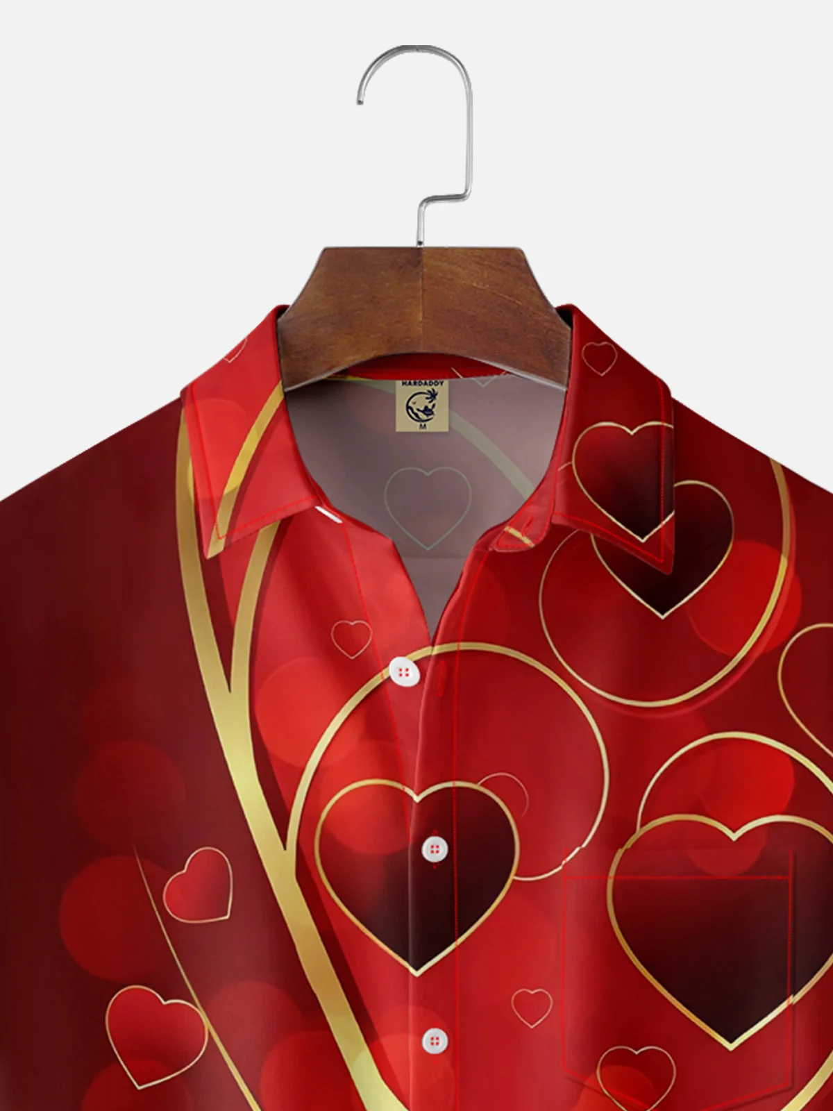 Moisture-wicking Saint Valentine‘s Day Heart Chest Pocket Casual Shirt