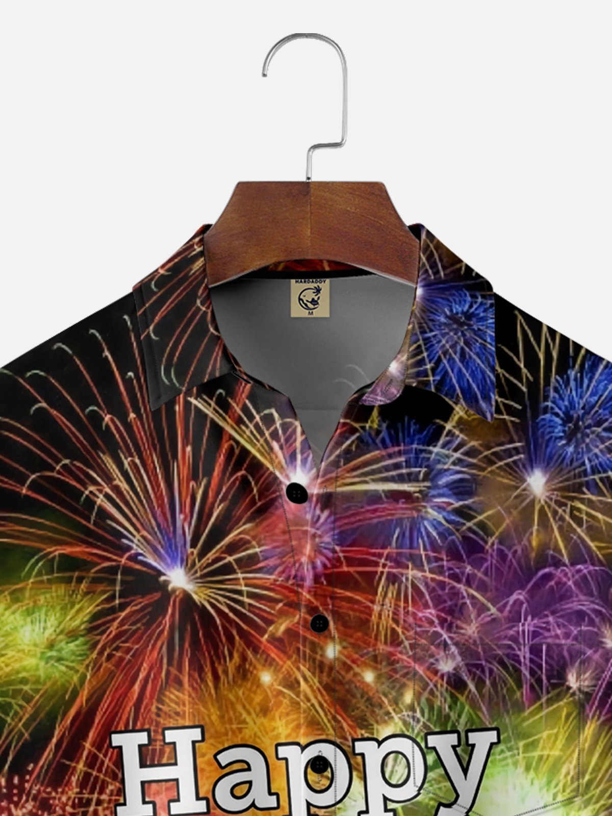 Moisture-wicking Happy New Year Chest Pocket Casual Shirt