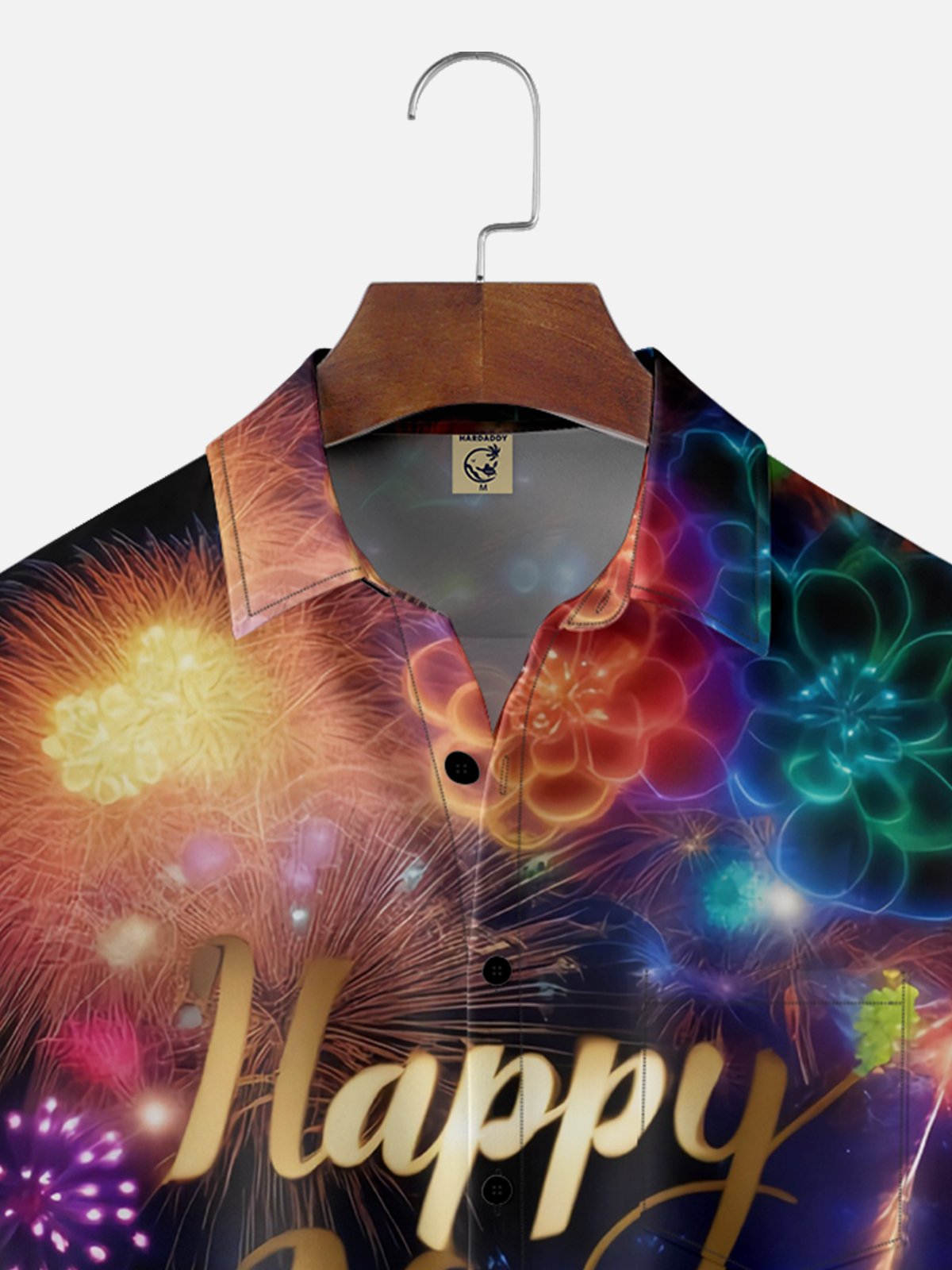 Moisture-wicking Happy New Year Chest Pocket Casual Shirt