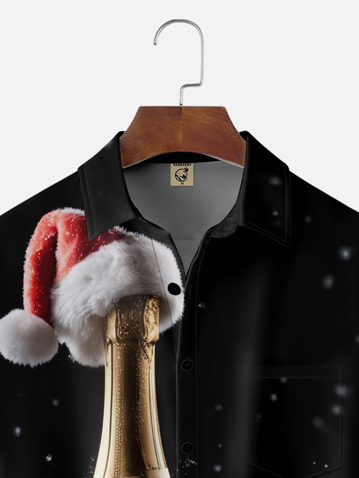 Moisture-wicking Christmas Champagne New Year Celebration Chest Pocket Casual Shirt