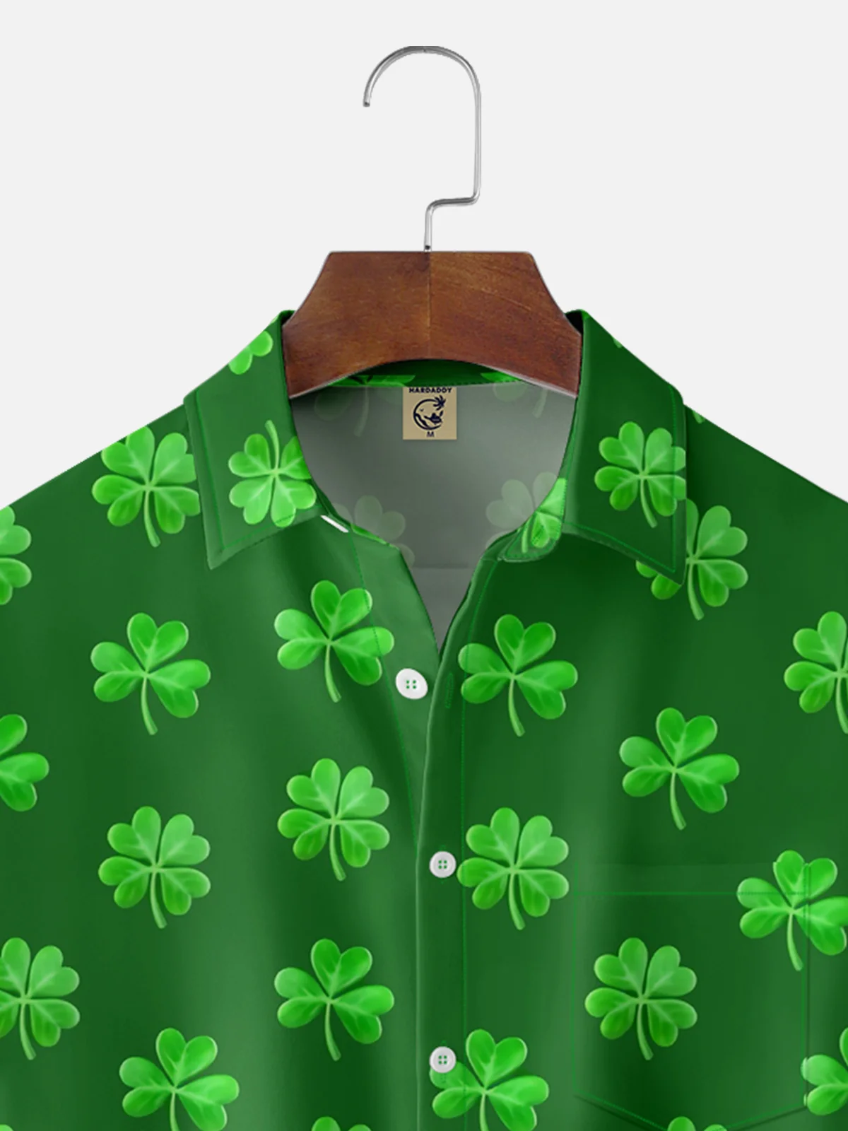 Moisture-wicking Saint Patrick‘s Day Shamrock Chest Pocket Casual Shirt