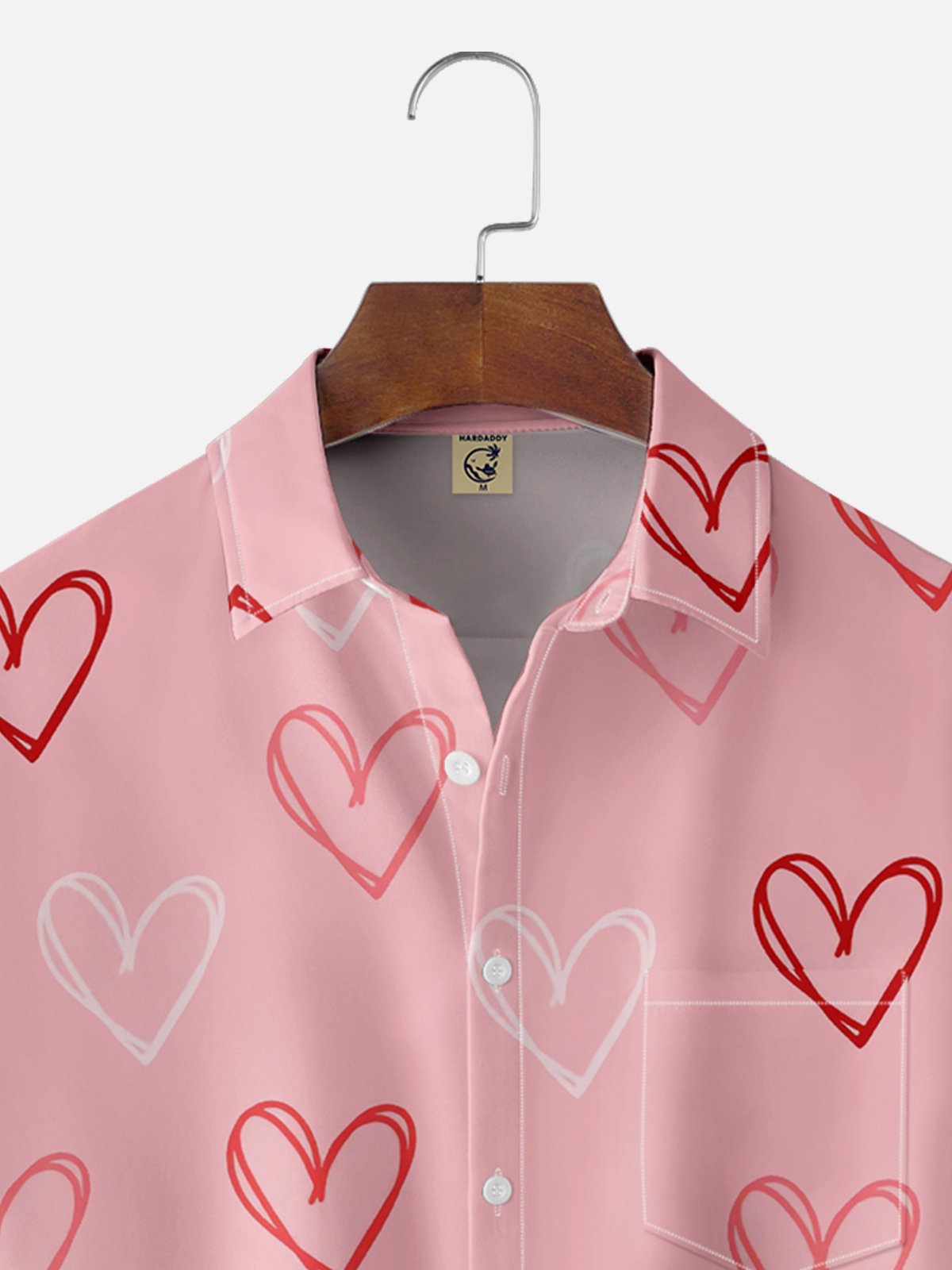 Moisture-wicking Saint Valentine‘s Day Heart Chest Pocket Casual Shirt