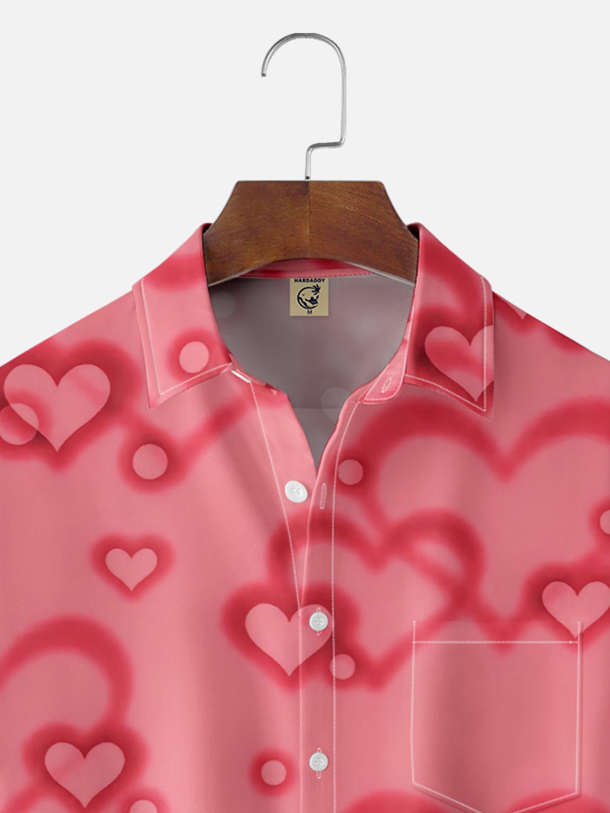 Moisture-wicking Saint Valentine‘s Day Heart Chest Pocket Casual Shirt