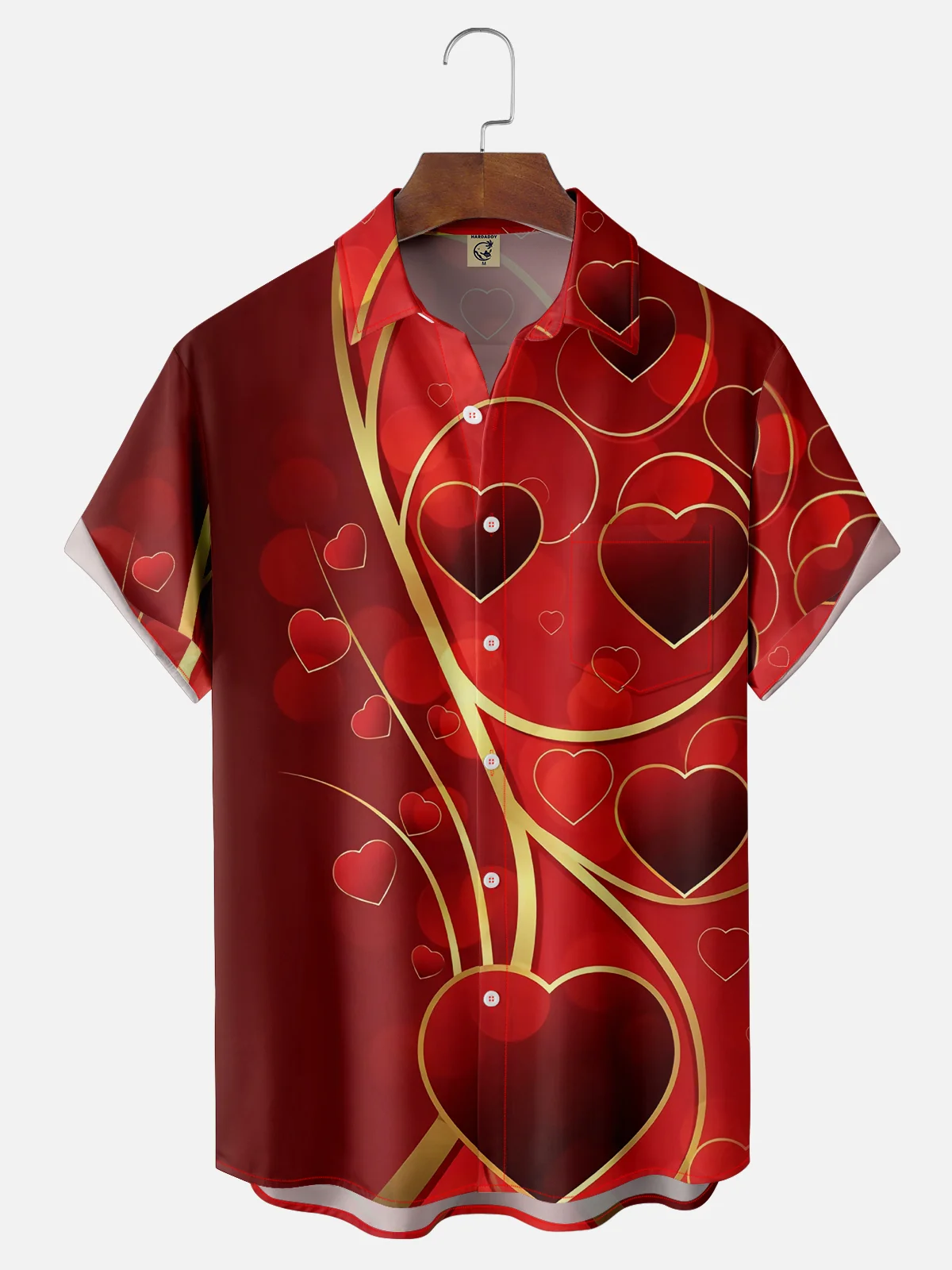 Moisture-wicking Saint Valentine‘s Day Heart Chest Pocket Casual Shirt