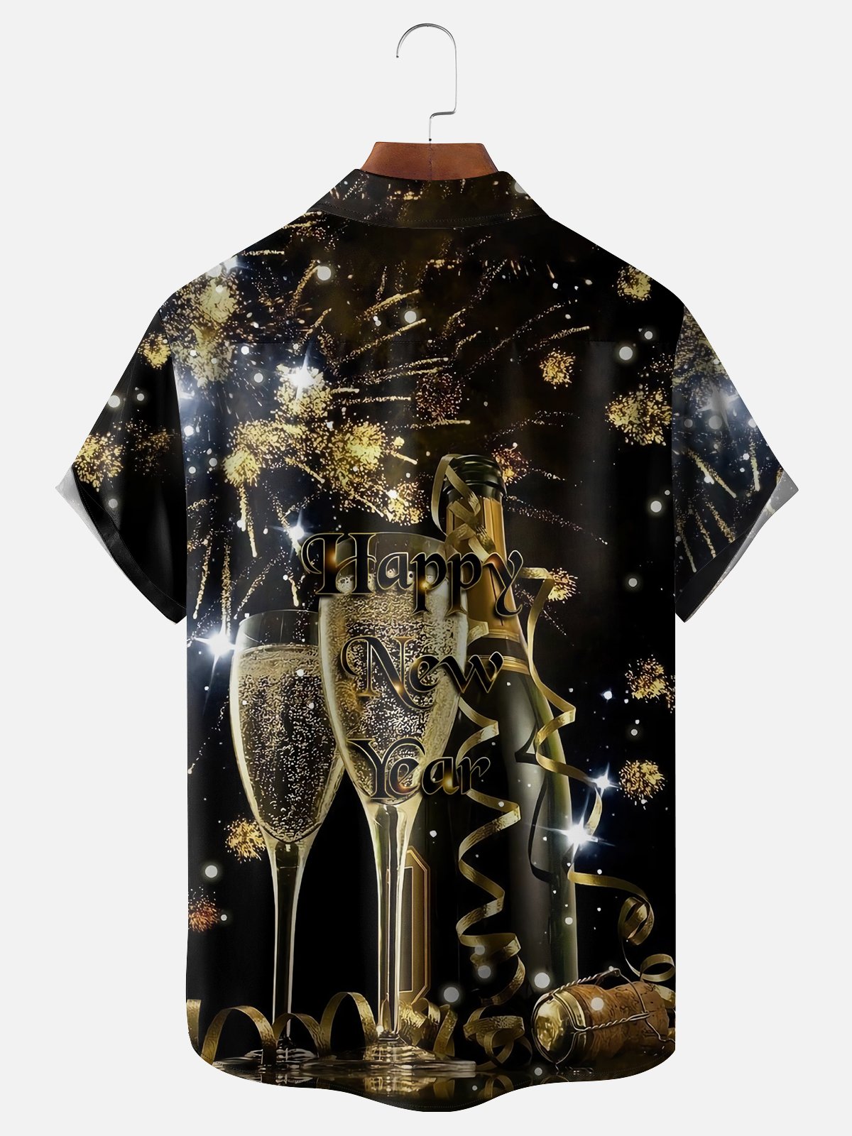 Moisture-wicking New Year celebration Champagne Chest Pocket Casual Shirt