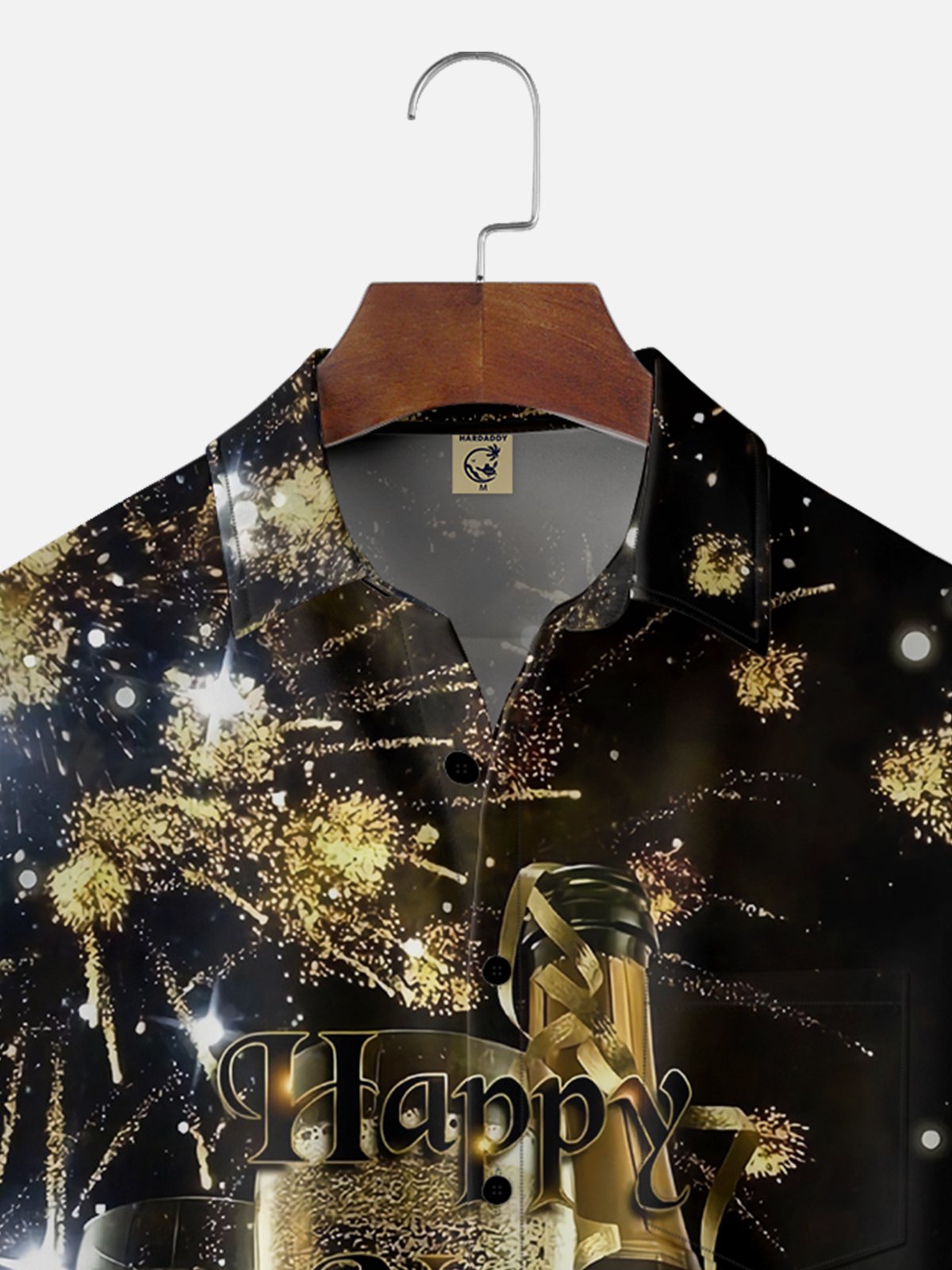 Moisture-wicking New Year celebration Champagne Chest Pocket Casual Shirt