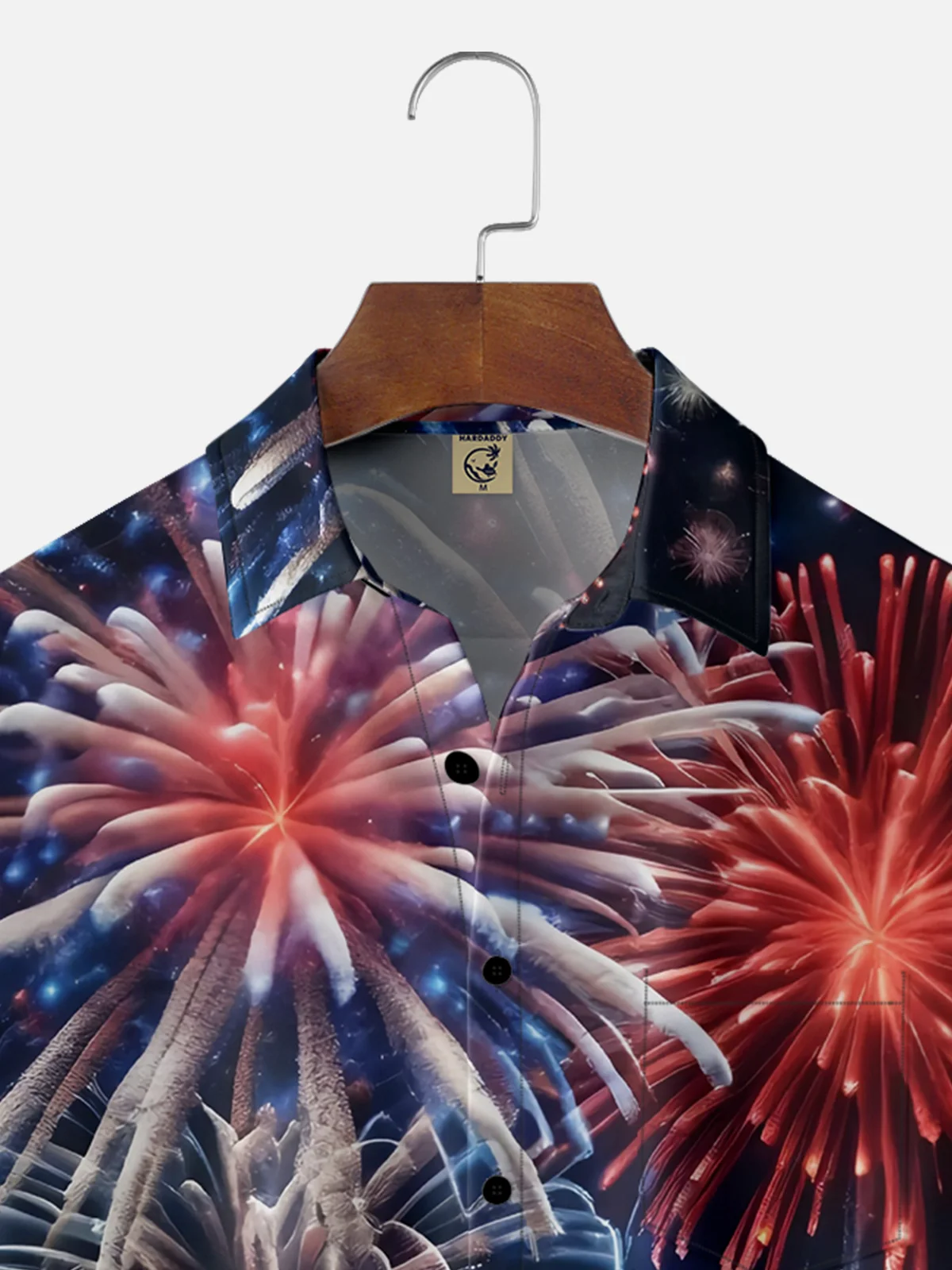 Moisture-wicking New Year American Flag Chest Pocket Casual Shirt