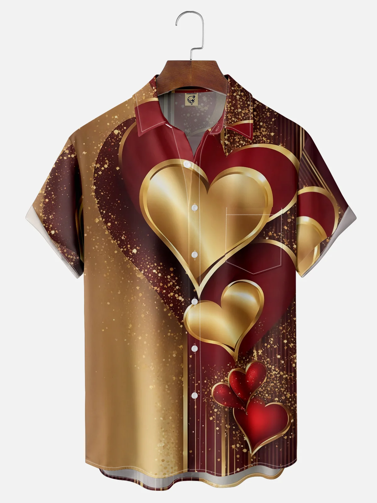 Moisture-wicking Saint Valentine‘s Day Heart Chest Pocket Casual Shirt