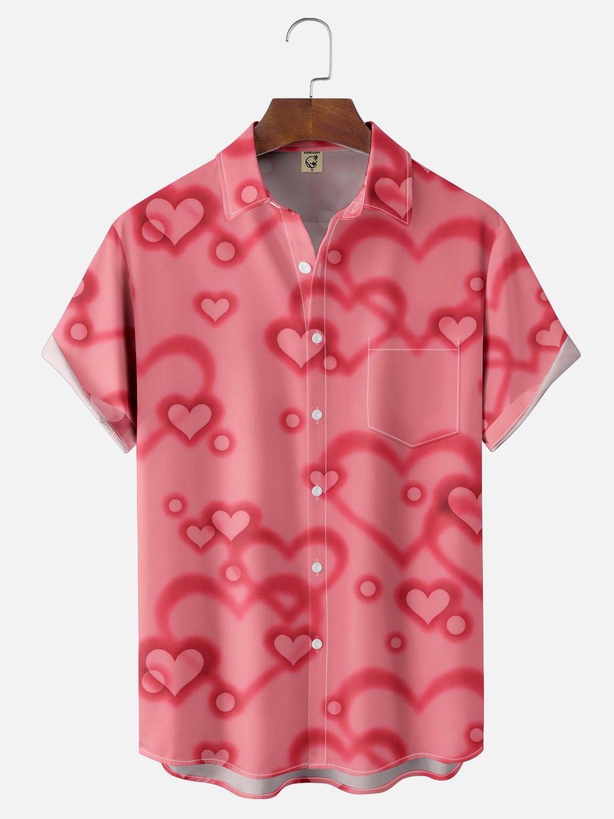 Moisture-wicking Saint Valentine‘s Day Heart Chest Pocket Casual Shirt