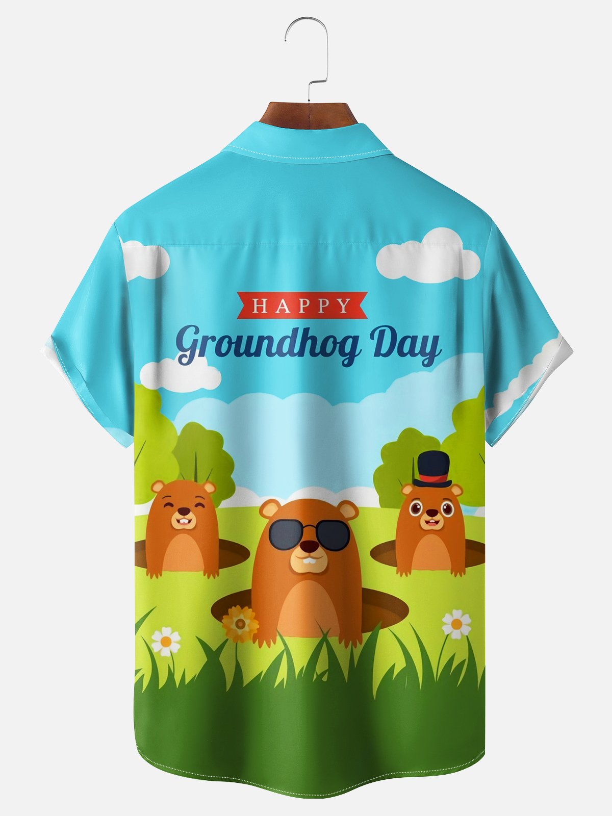 Moisture-wicking Groundhog Day Chest Pocket Casual Shirt