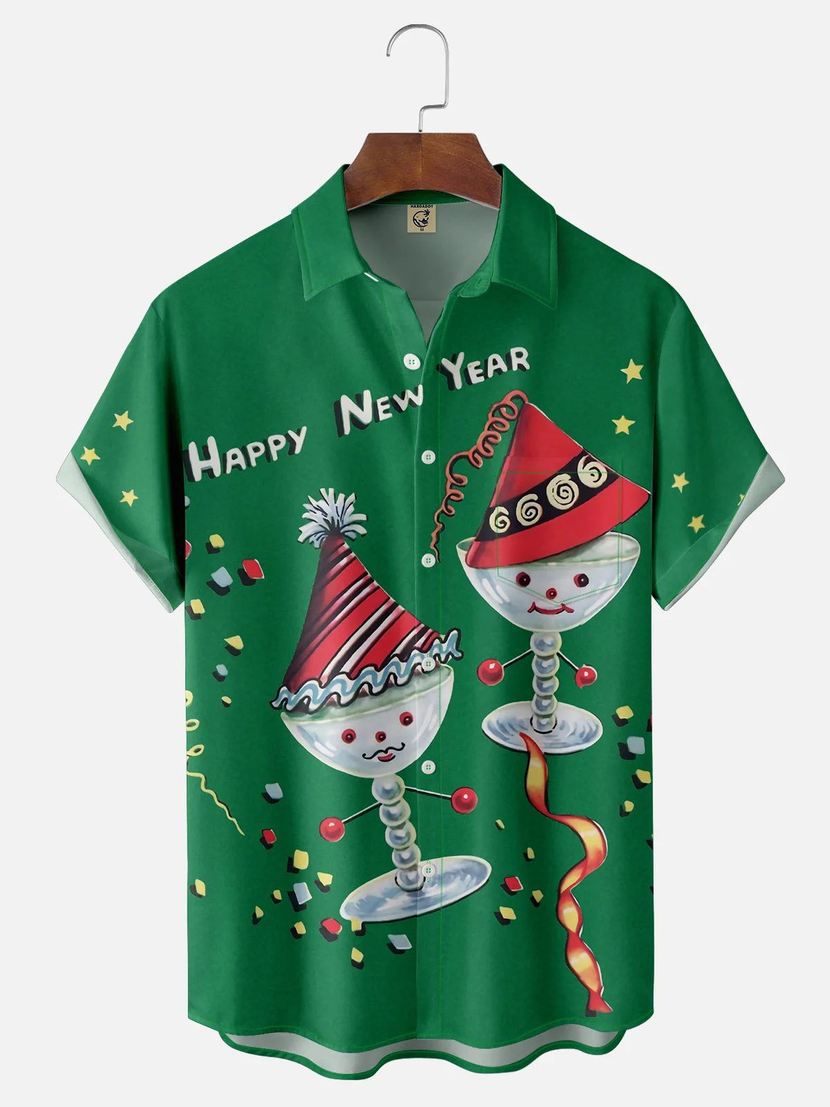 Moisture-wicking Christmas New Year Chest Pocket Casual Shirt