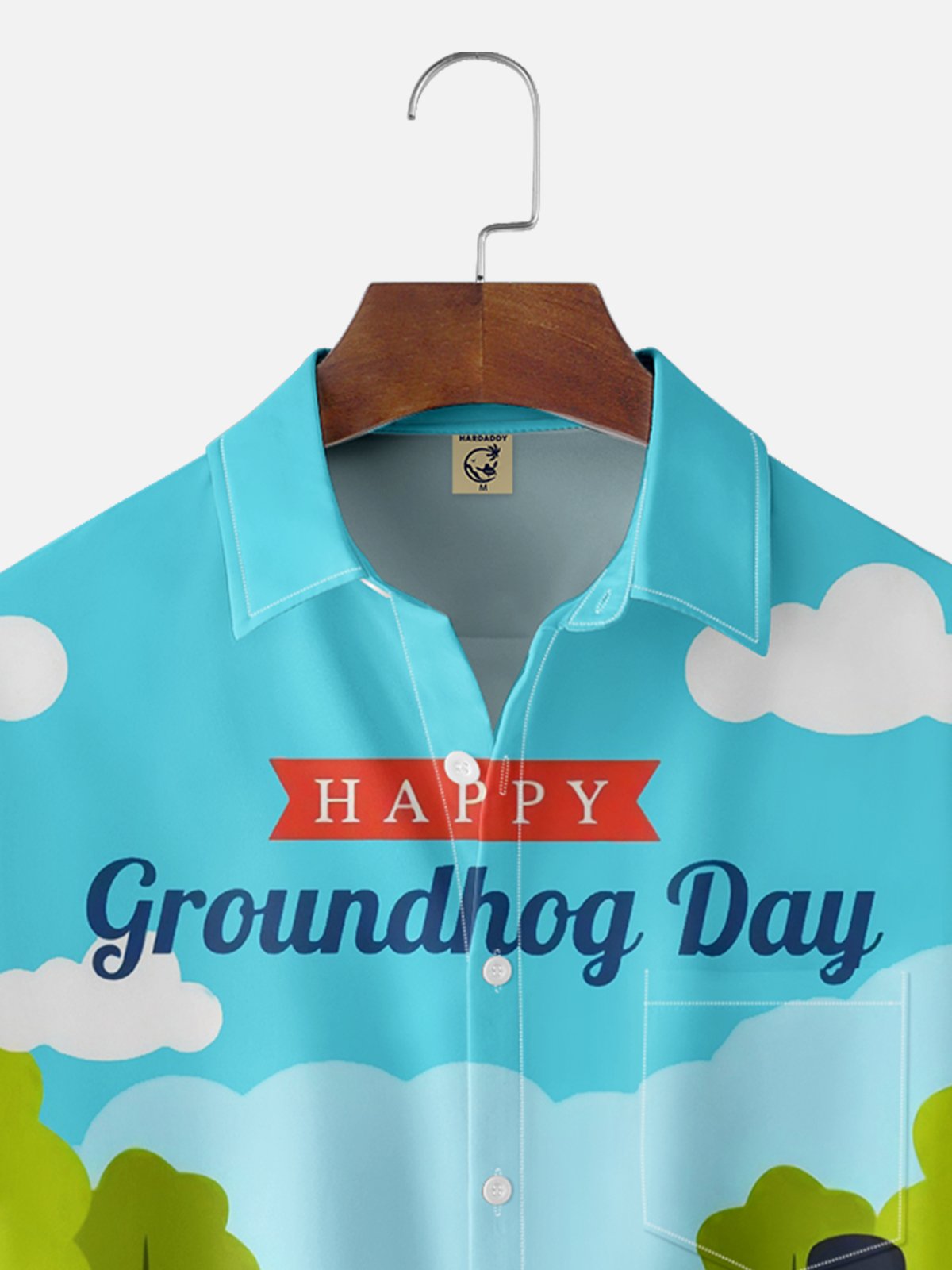 Moisture-wicking Groundhog Day Chest Pocket Casual Shirt