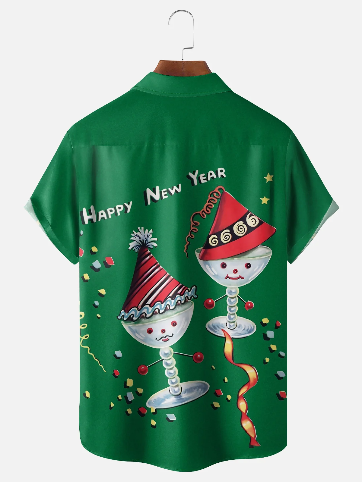 Moisture-wicking Christmas New Year Chest Pocket Casual Shirt