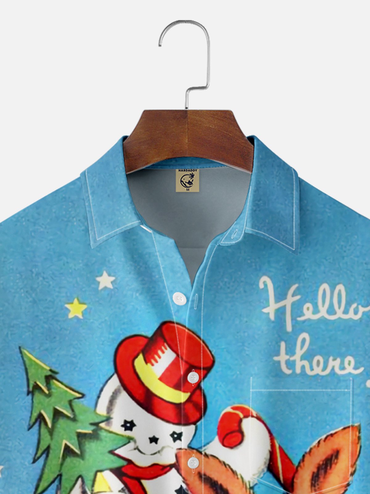 Moisture-wicking Christmas Snowman Chest Pocket Casual Shirt