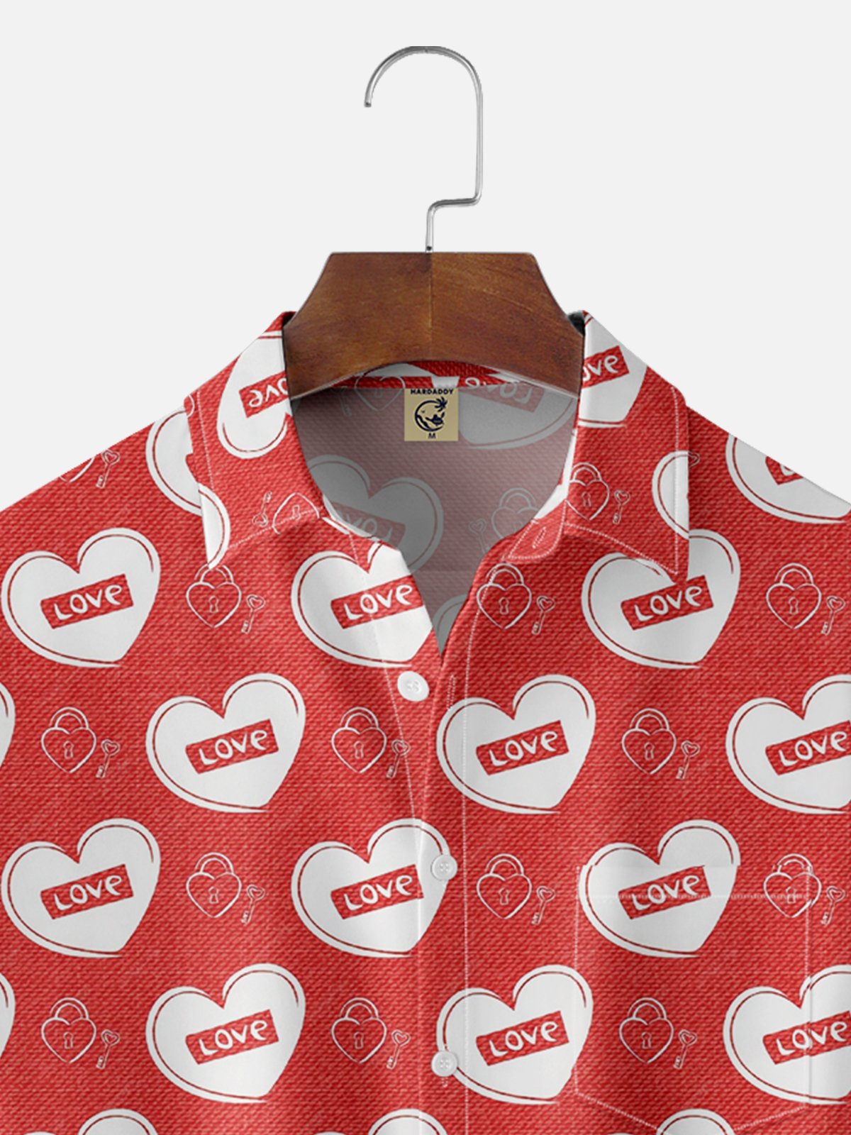 Moisture Wicking Valentine's Day Heart Chest Pocket Casual Shirt