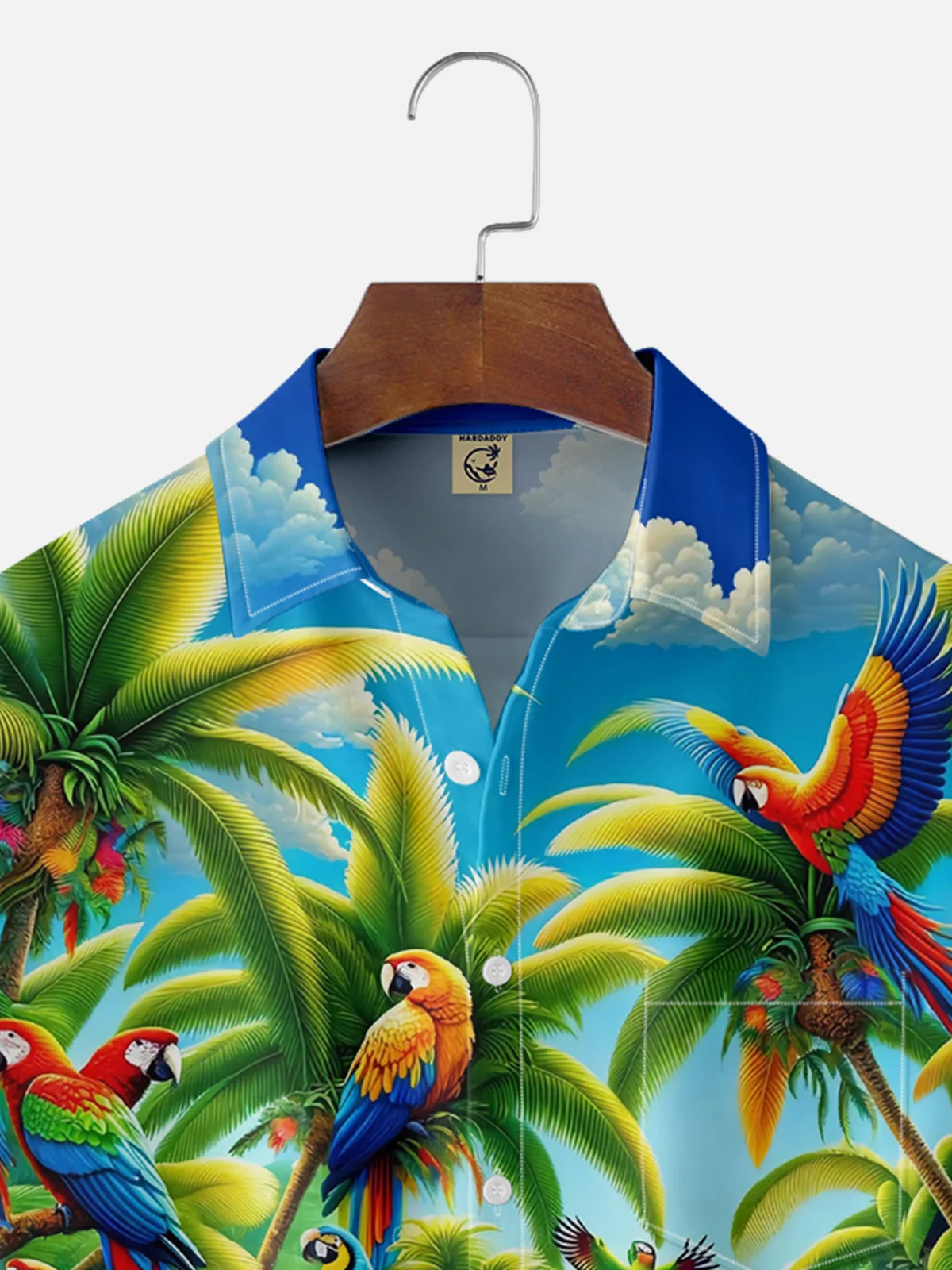 Moisture Wicking Hawaiian Flora Parrot Chest Pocket Casual Shirt