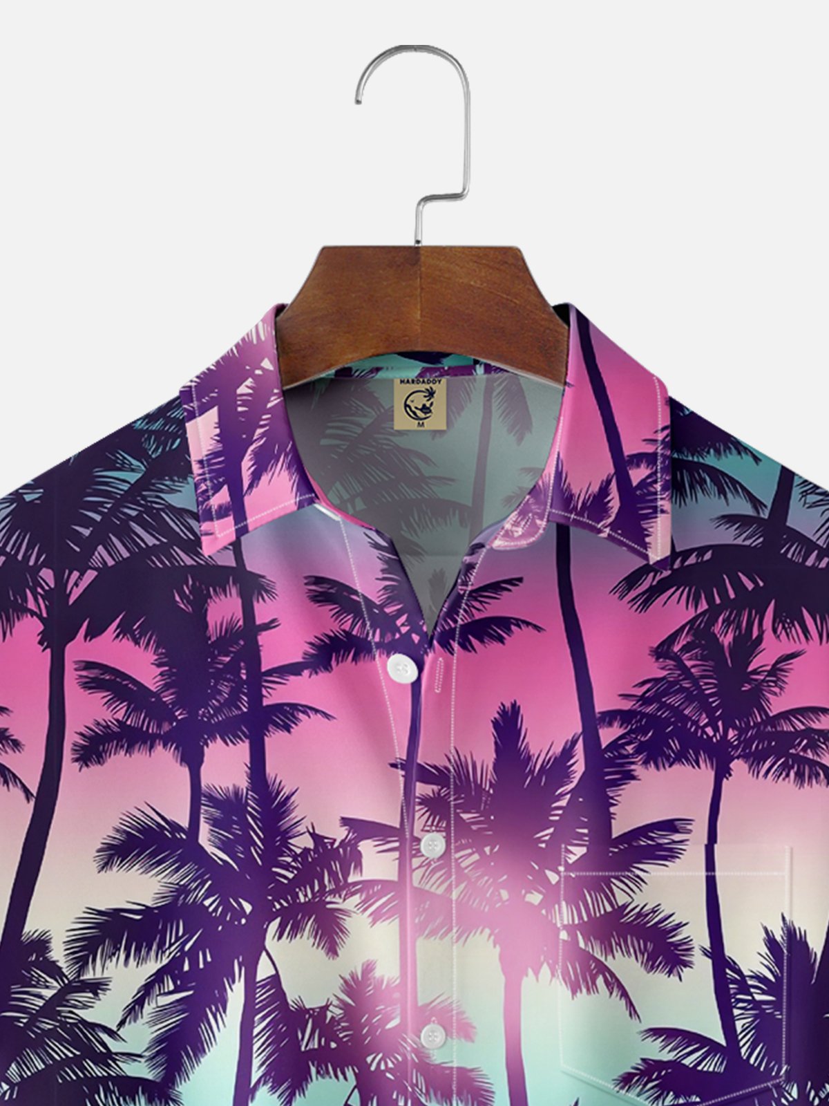 Moisture-wicking Coconut Palm Tree Chest Pocket Hawaiian Shirt