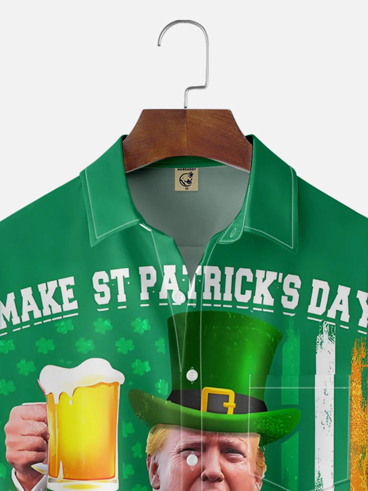 Moisture Wicking St. Patrick's Day Trump Chest Pocket Casual Shirt