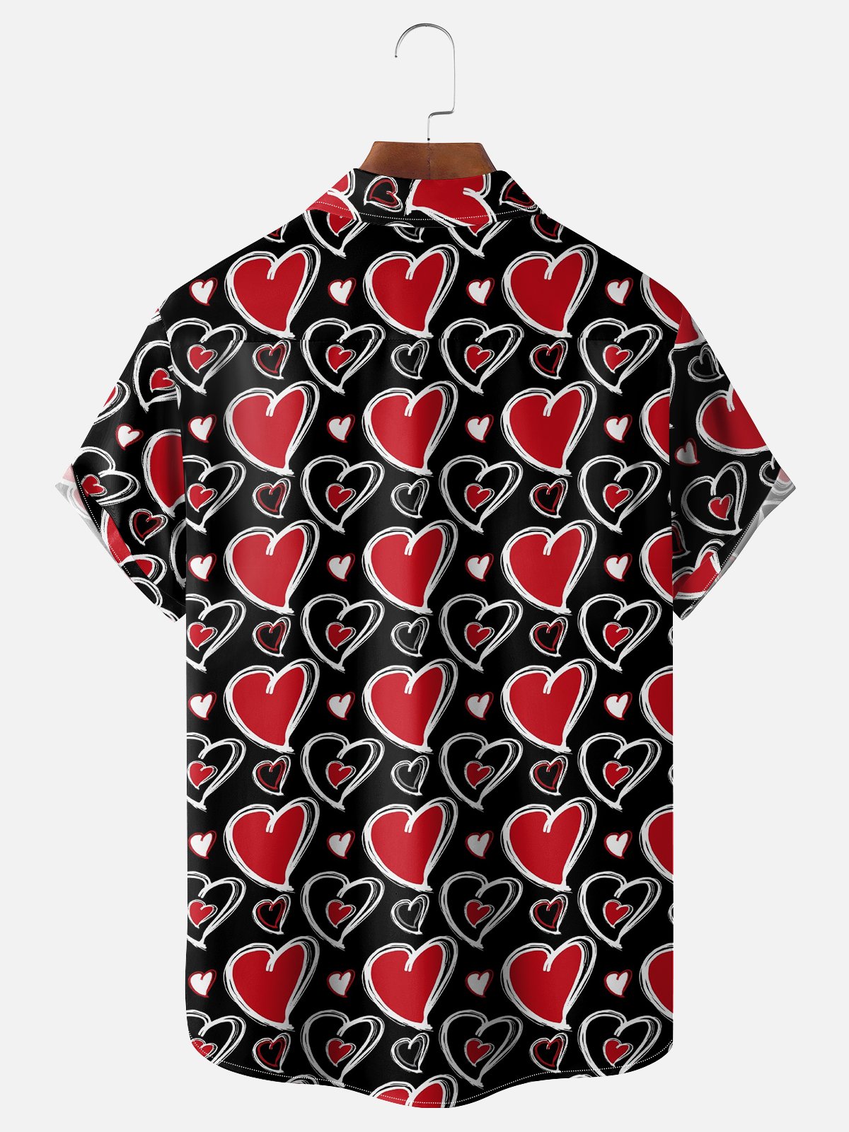 Moisture Wicking Valentine's Day Heart Chest Pocket Casual Shirt