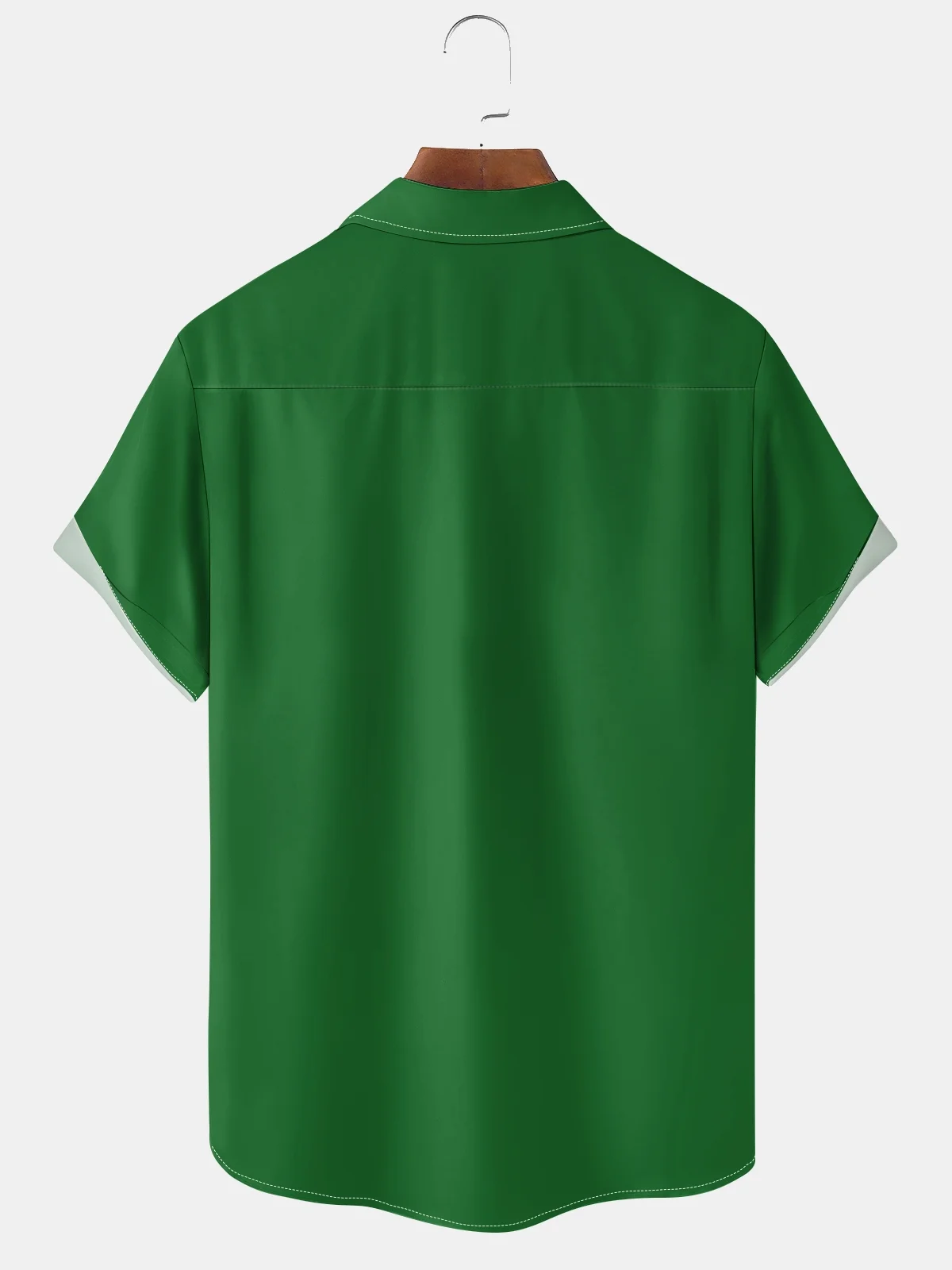 Moisture-wicking Saint Patrick‘s Day Shamrock Chest Pocket Bowling Shirt