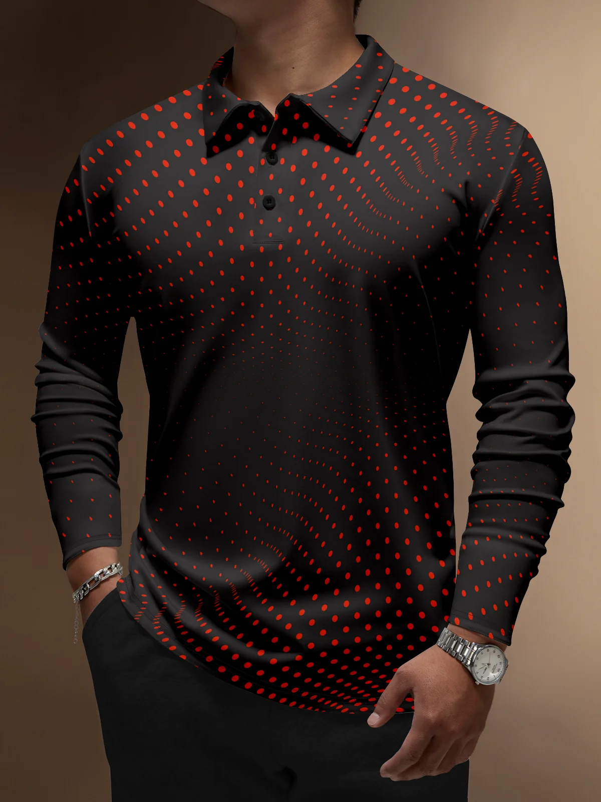 Moisture Wicking Artistic Geometric Dots Golf Polo