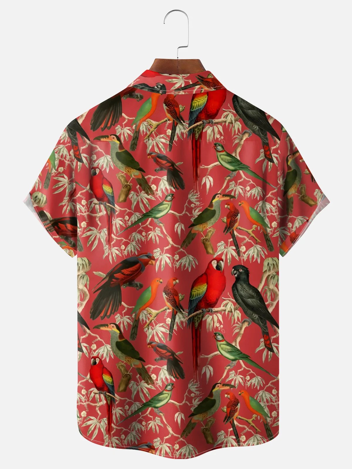 Moisture Wicking Hawaiian Flora Parrot Chest Pocket Casual Shirt