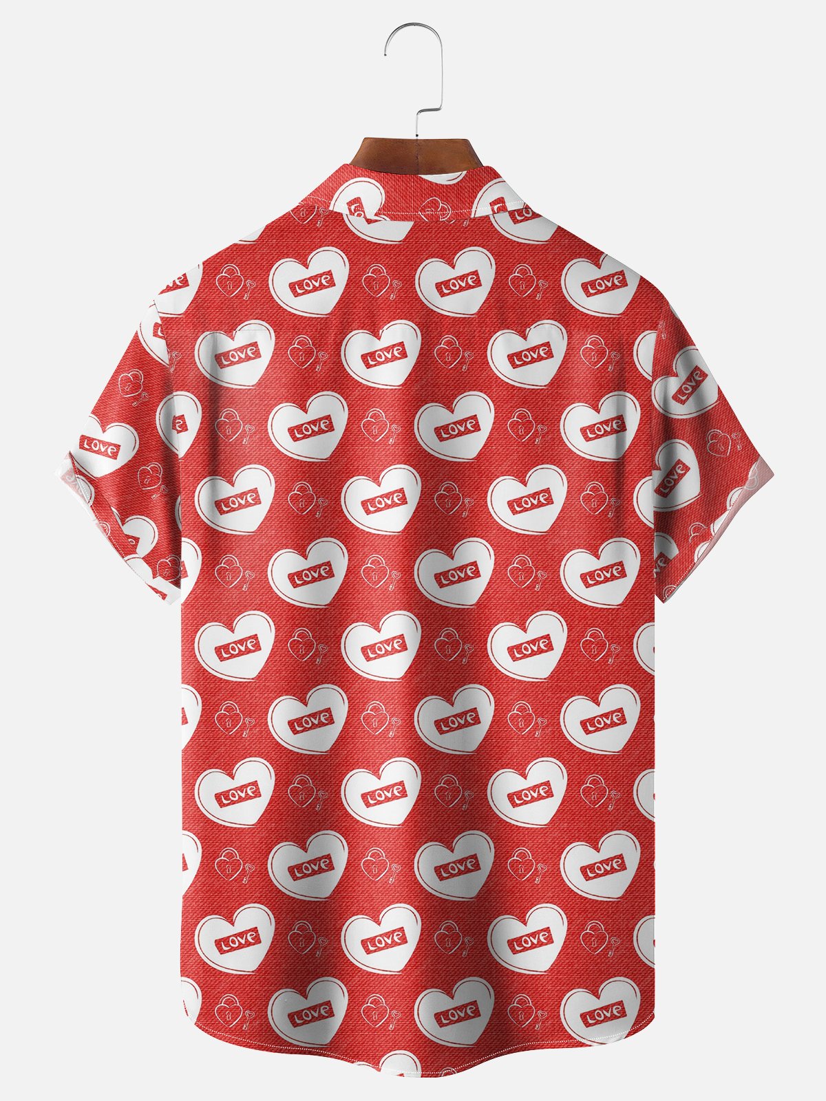 Moisture Wicking Valentine's Day Heart Chest Pocket Casual Shirt