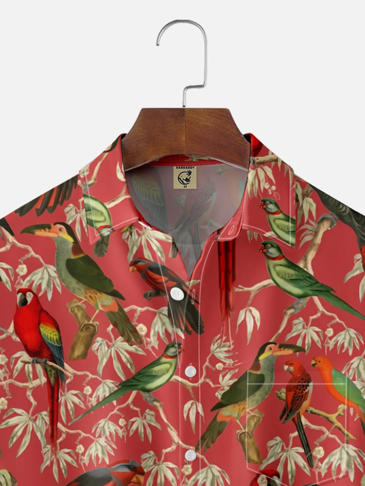 Moisture Wicking Hawaiian Flora Parrot Chest Pocket Casual Shirt